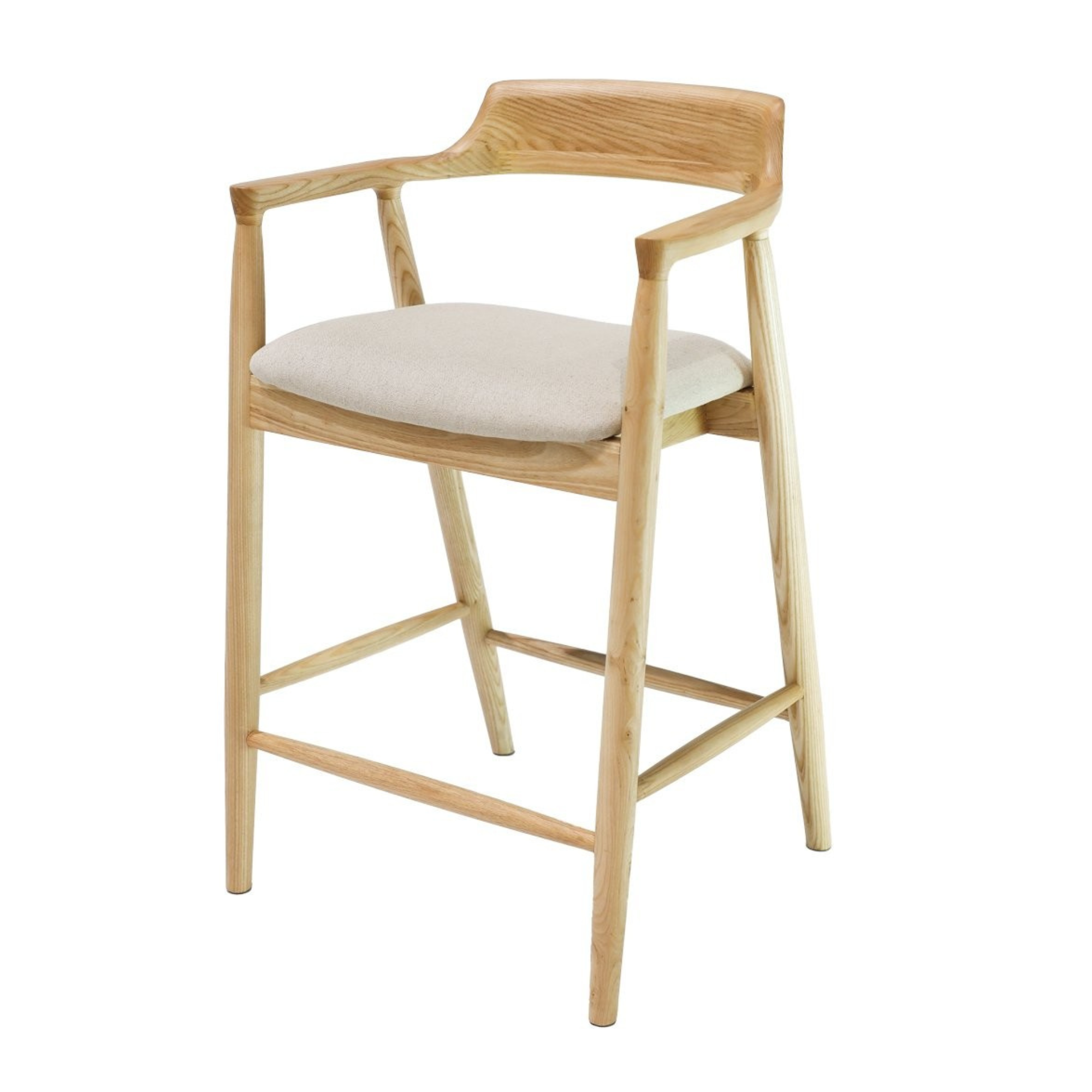 Ealing Bar Stool | Natural Frame - Linen Seat