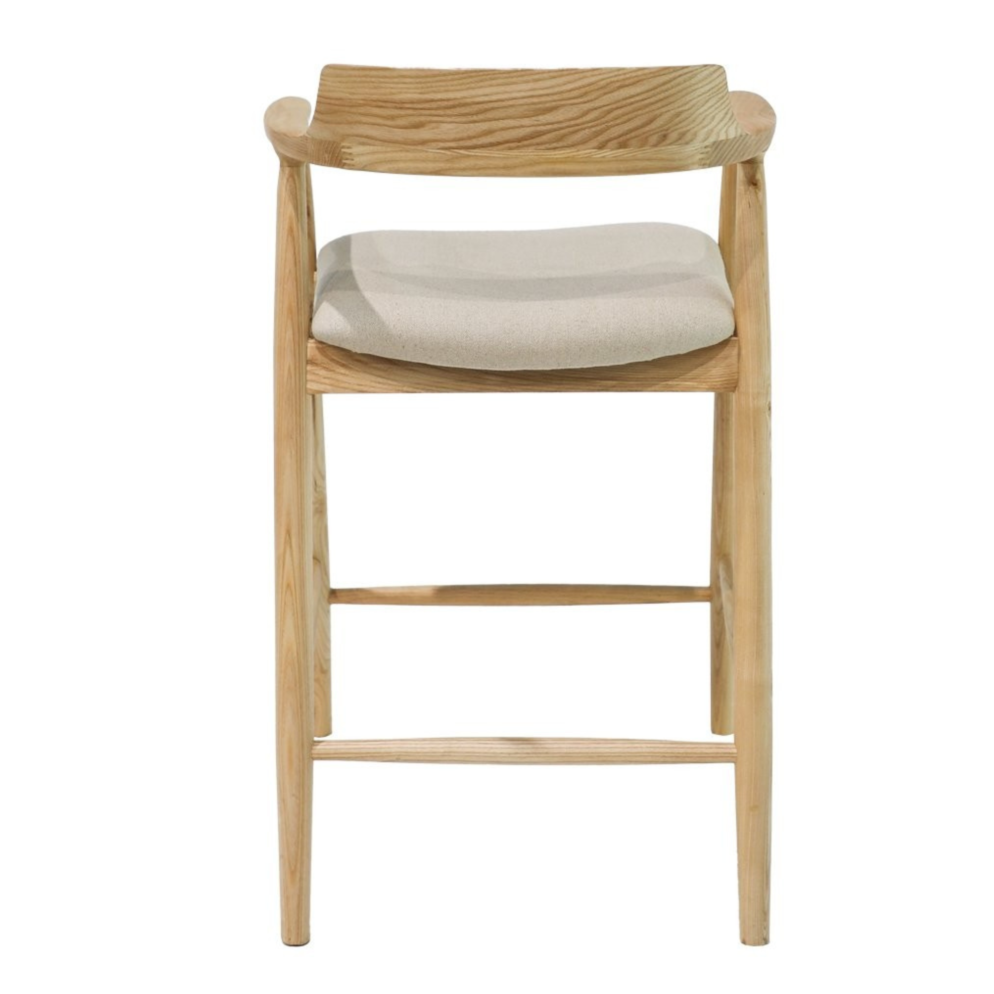 Ealing Bar Stool | Natural Frame - Linen Seat