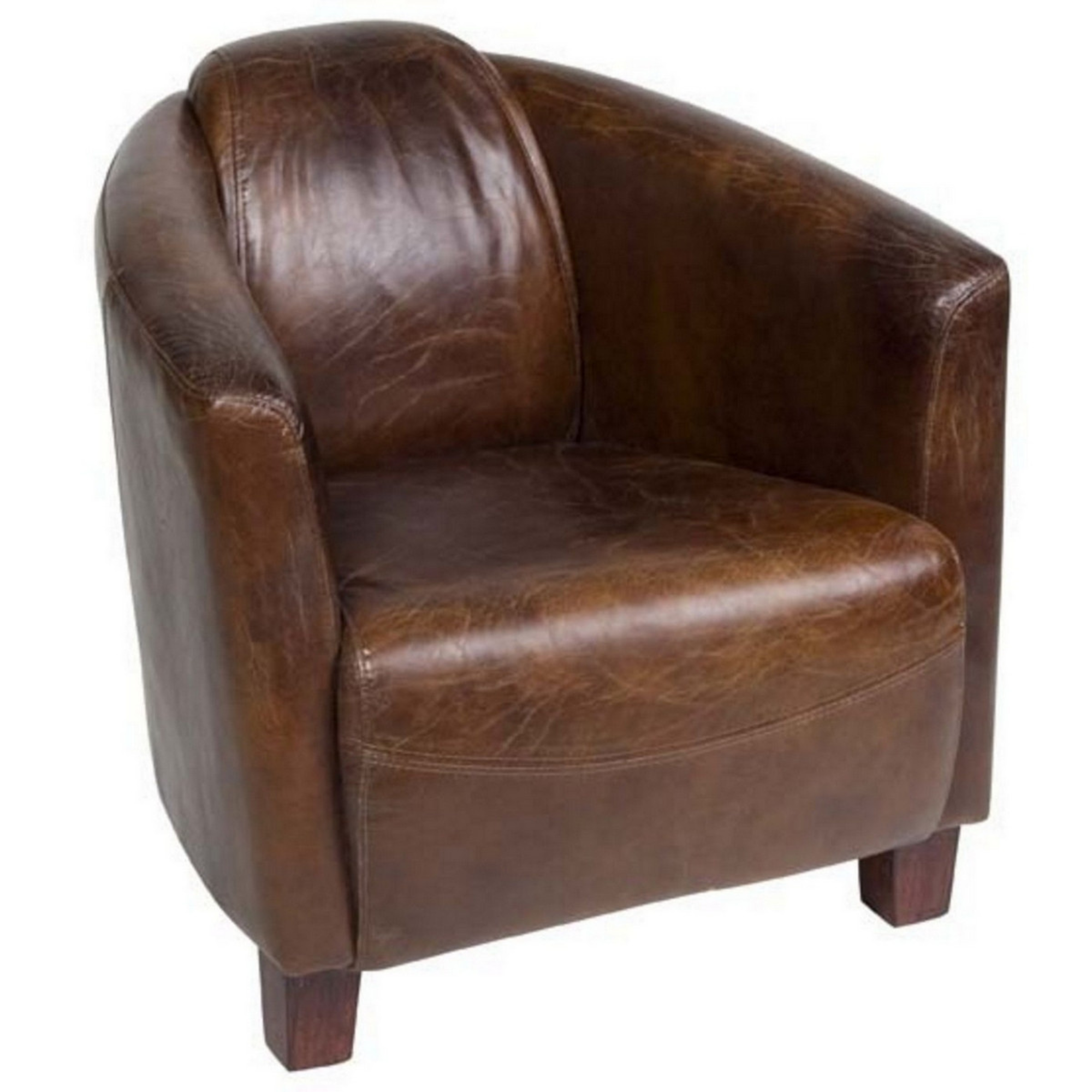 VANGUARD LEATHER TUB CHAIR | VINTAGE CIGAR