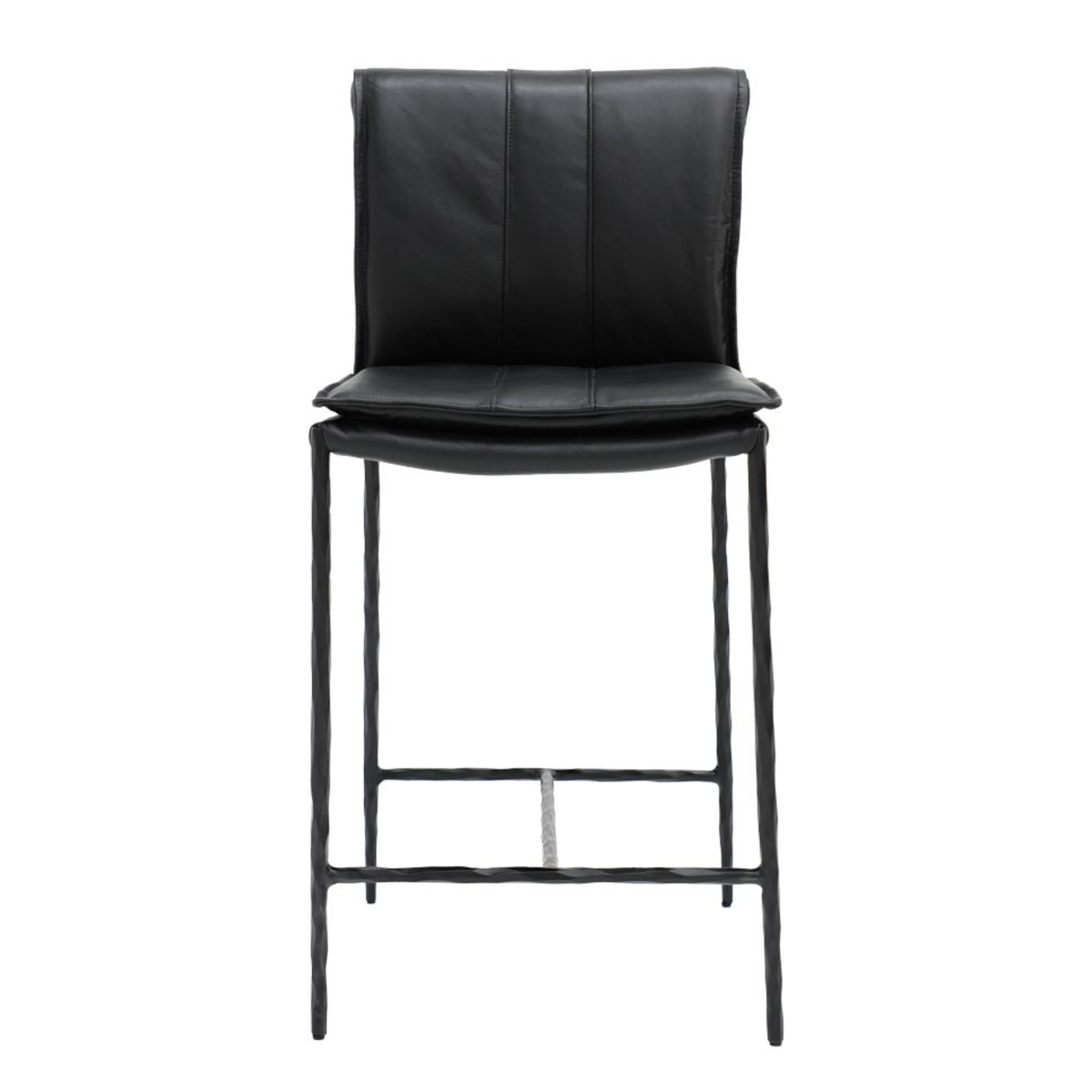 Foundry Bar Stool - Black Leather | 2 Seat Heights