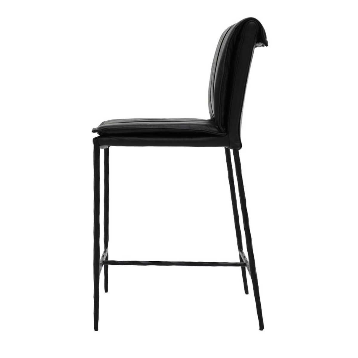 Foundry Bar Stool - Black Leather | 2 Seat Heights