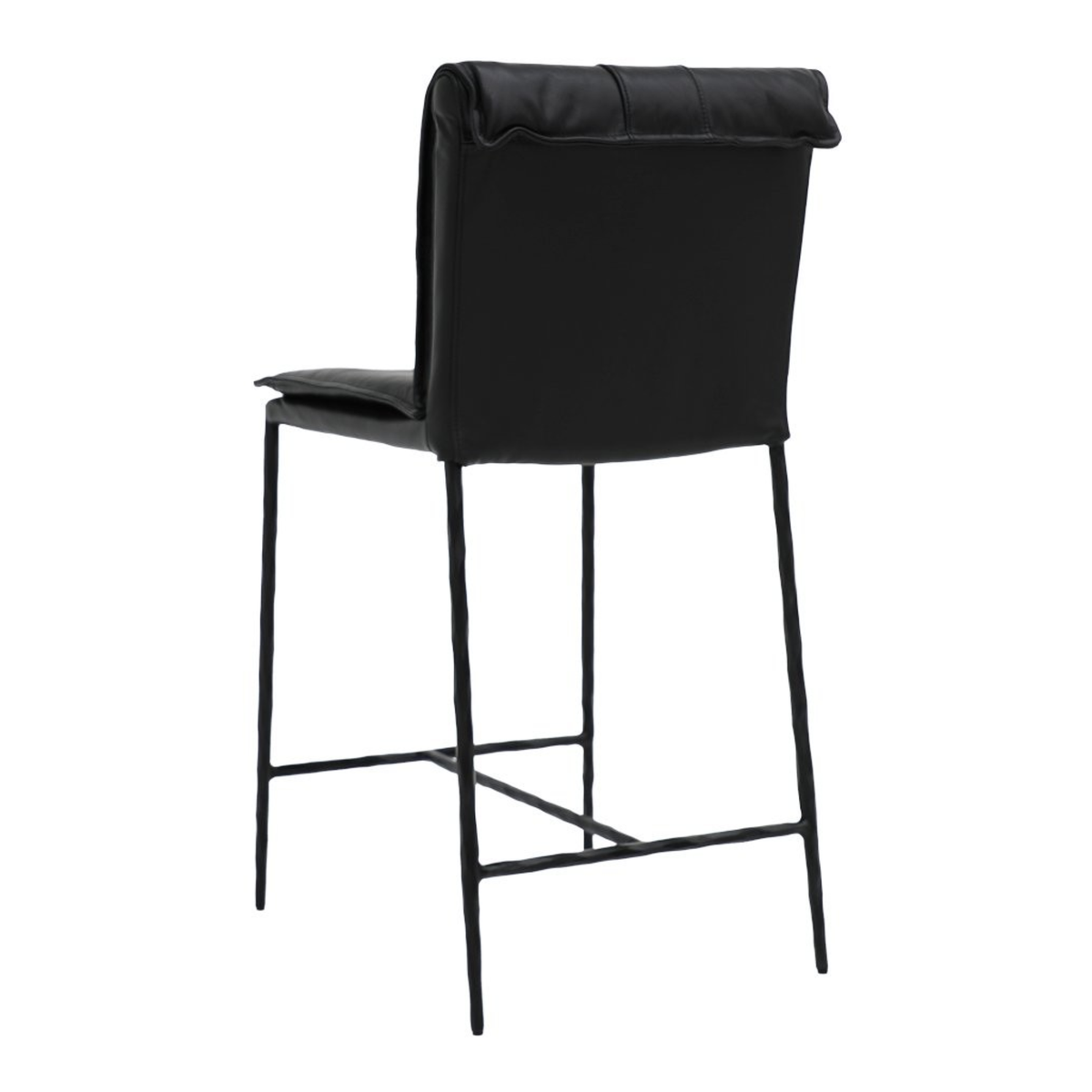 Foundry Bar Stool - Black Leather | 2 Seat Heights