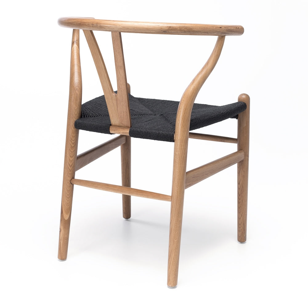 WISHBONE SOLID OAK CHAIR | NATURAL- BLACK ROPE SEAT