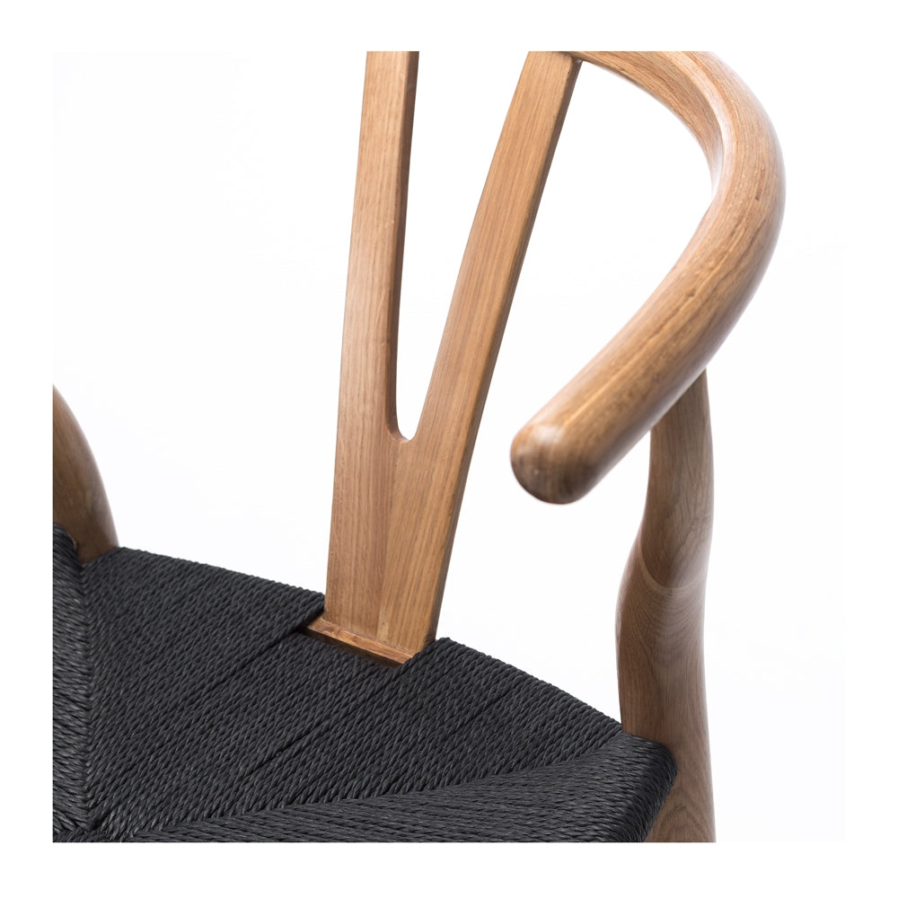 WISHBONE SOLID OAK CHAIR | NATURAL- BLACK ROPE SEAT