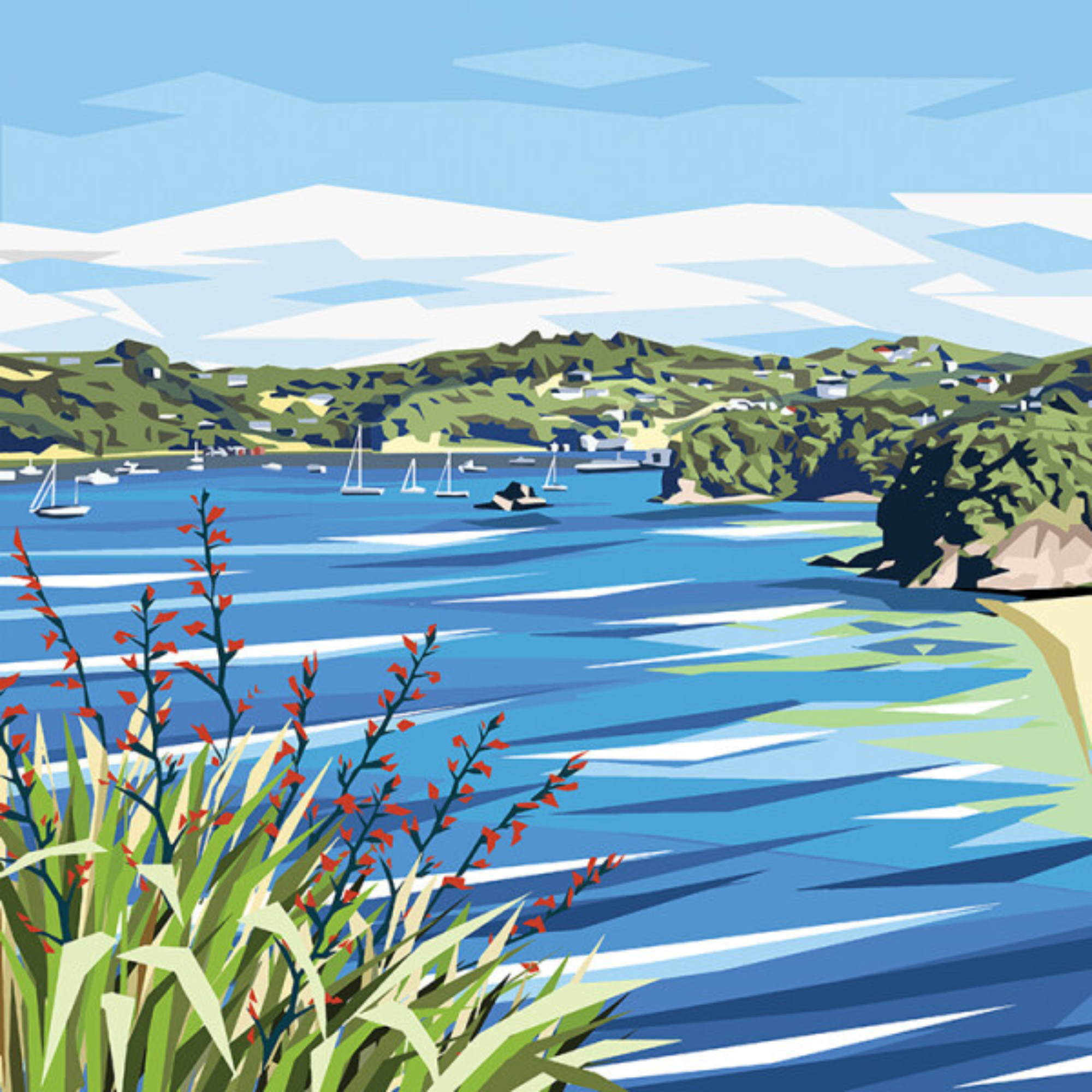 HALFMOON BAY | CANVAS STRETCHED READY TO HANG | IRA MITCHELL | NZ MADE