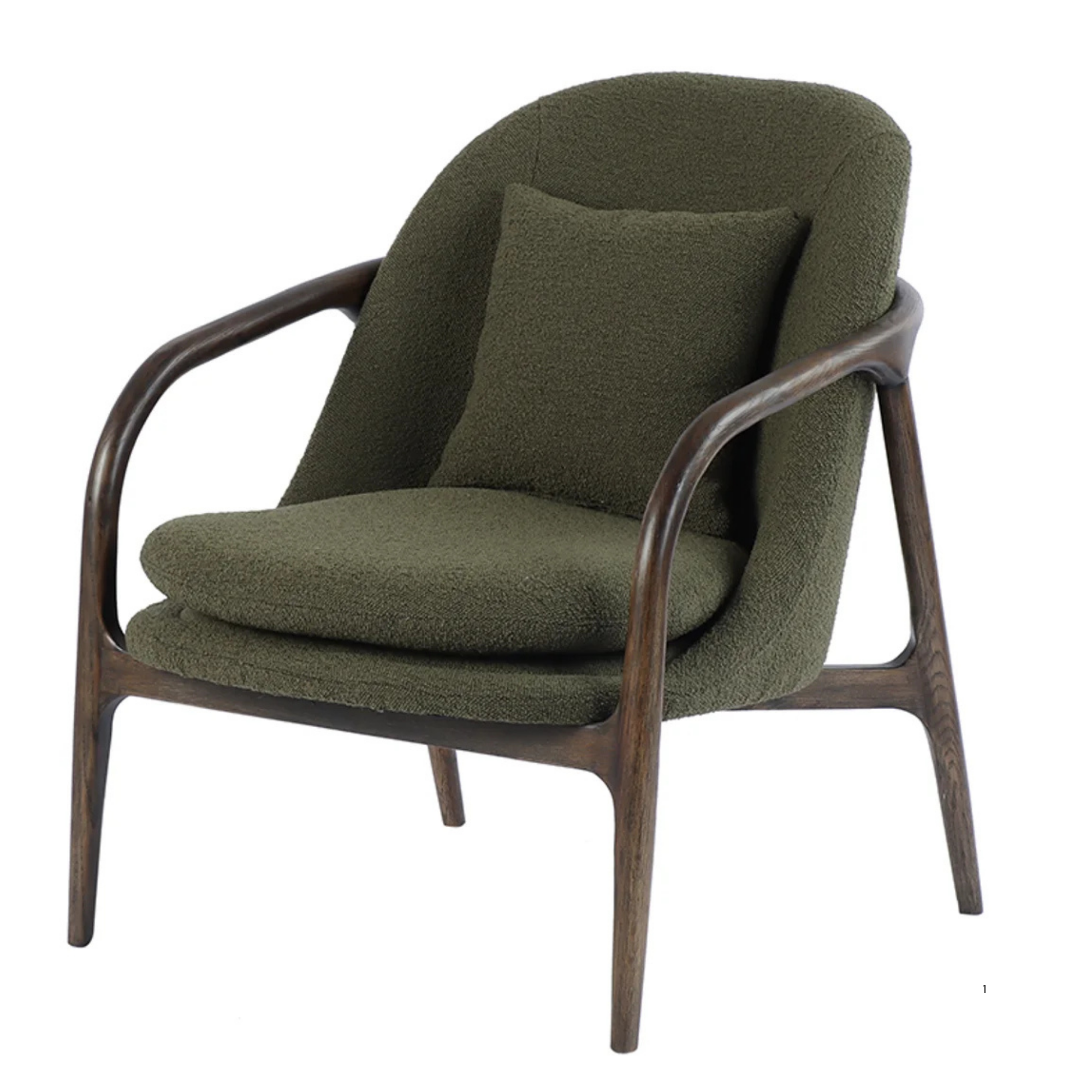 HAMBURG ARMCHAIR | GREEN BOUCLE WITH DARK WALNUT