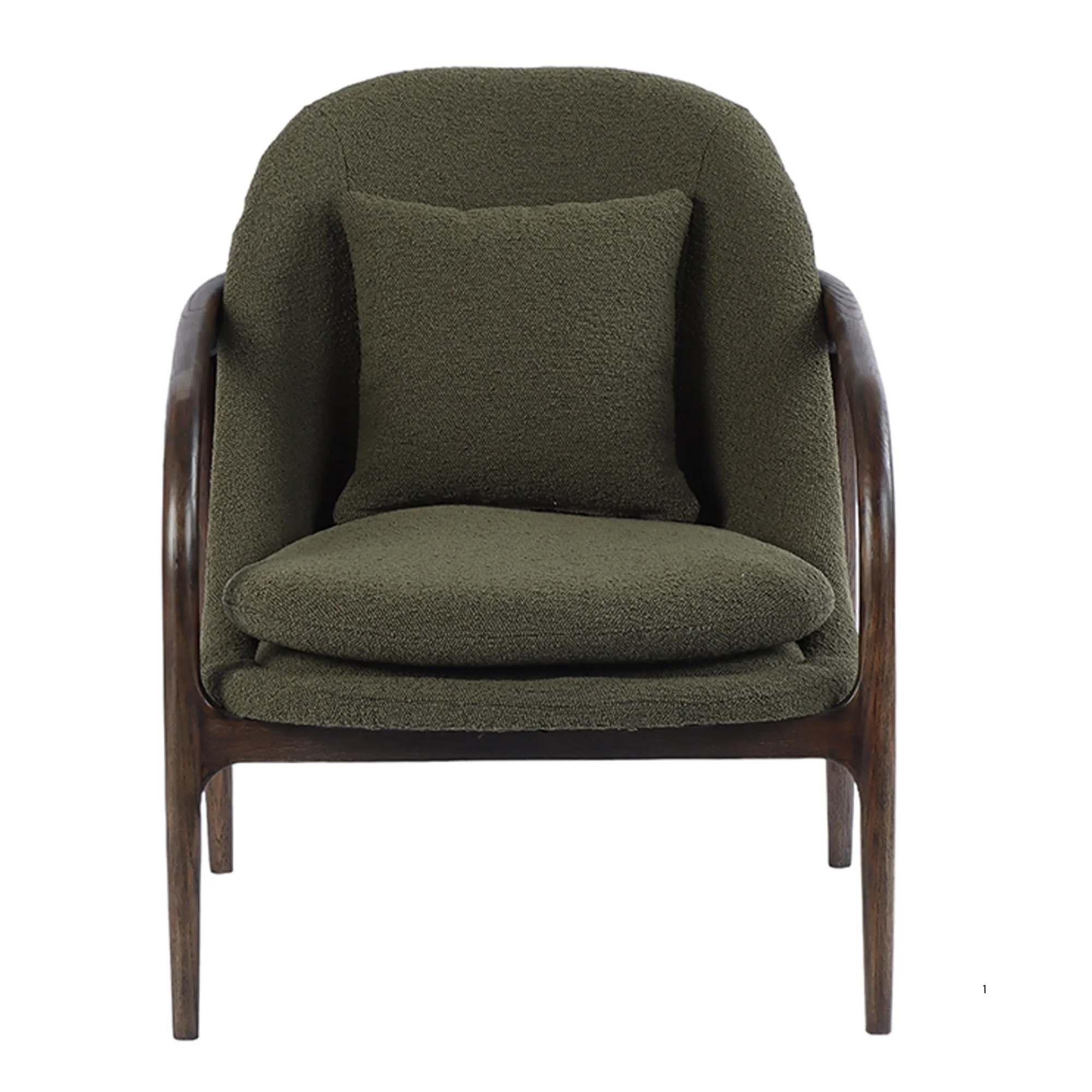 HAMBURG ARMCHAIR | GREEN BOUCLE WITH DARK WALNUT