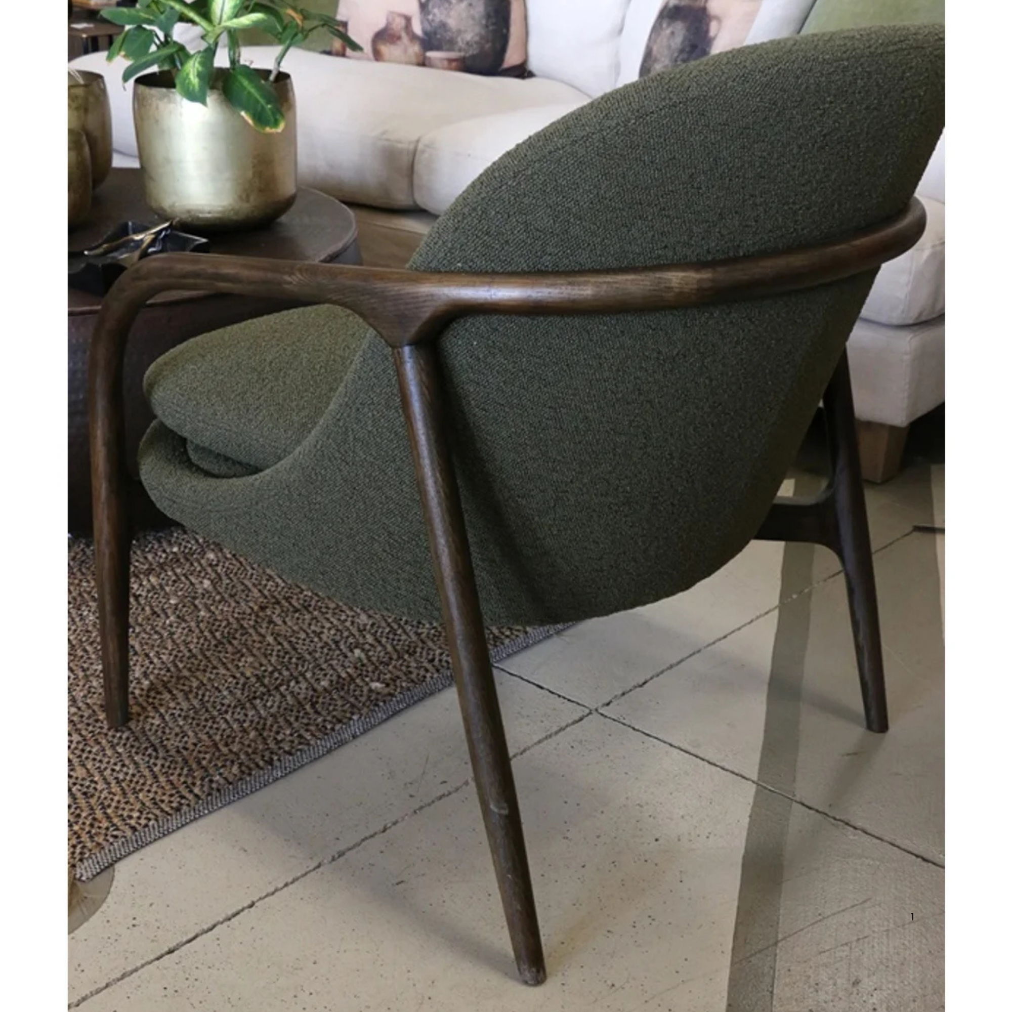 HAMBURG ARMCHAIR | GREEN BOUCLE WITH DARK WALNUT