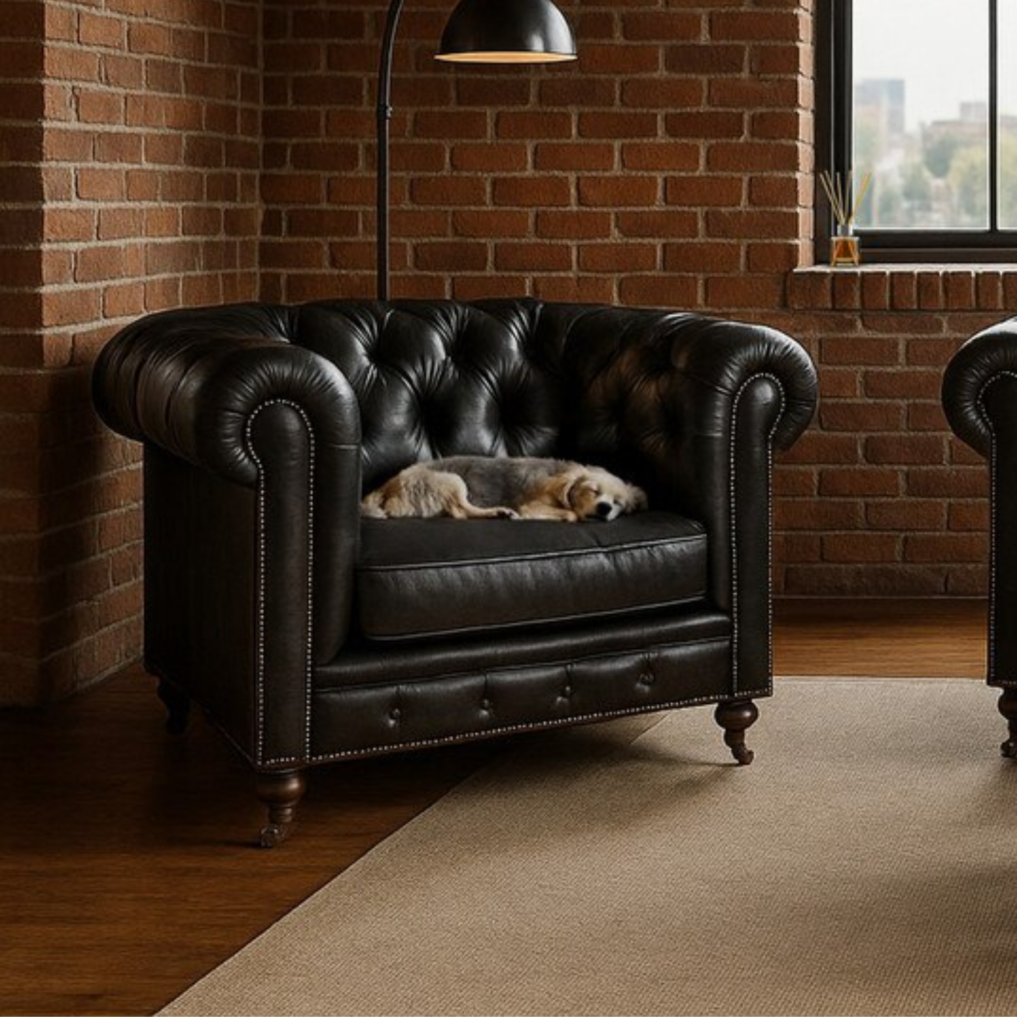 HAMPTON LEATHER ARMCHAIR | BLACK