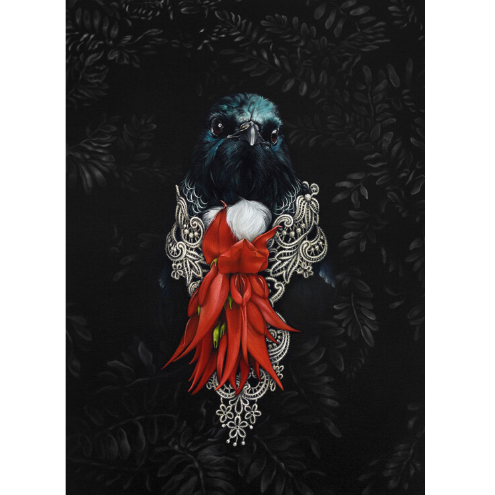 HE OF THE KAKABEAK TREE | CONTEMPORARY FRAME WITH GLASS | JANE CRISP | NZ MADE