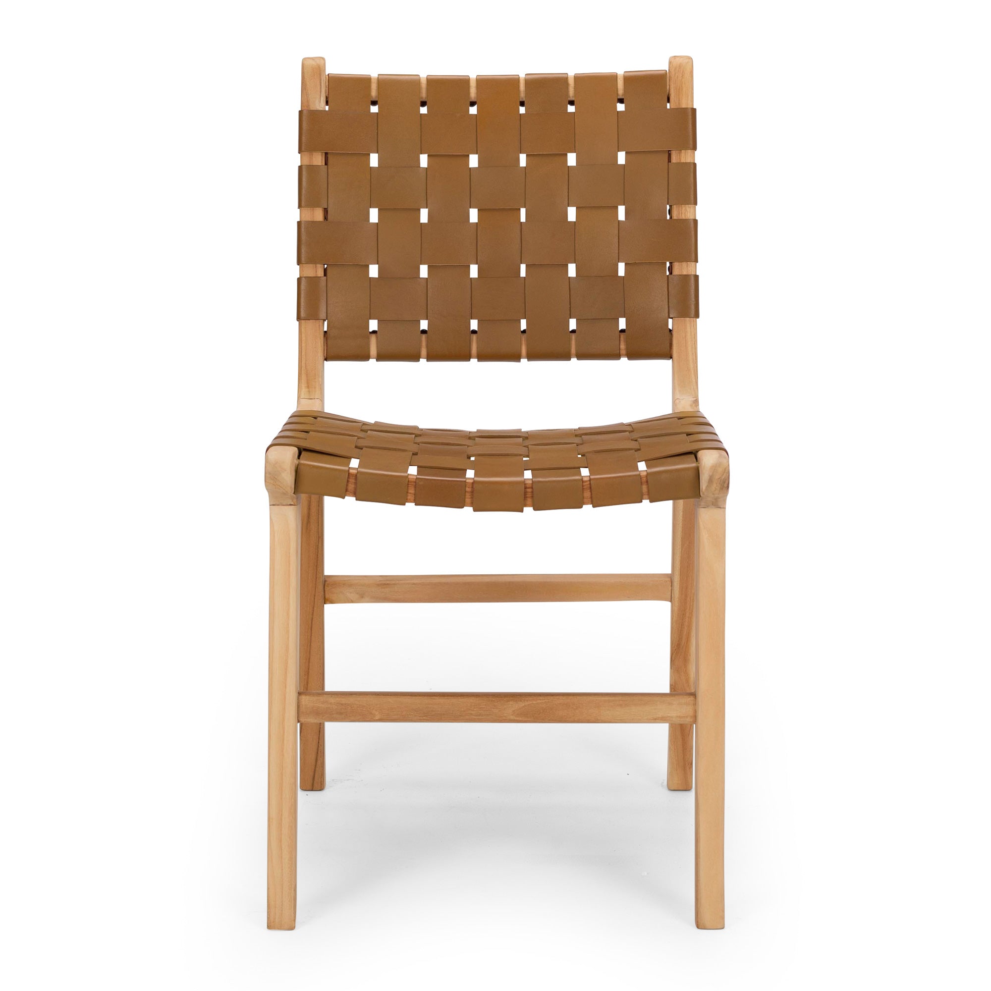 INDO SADDLE LEATHER WOVEN DINING CHAIR
