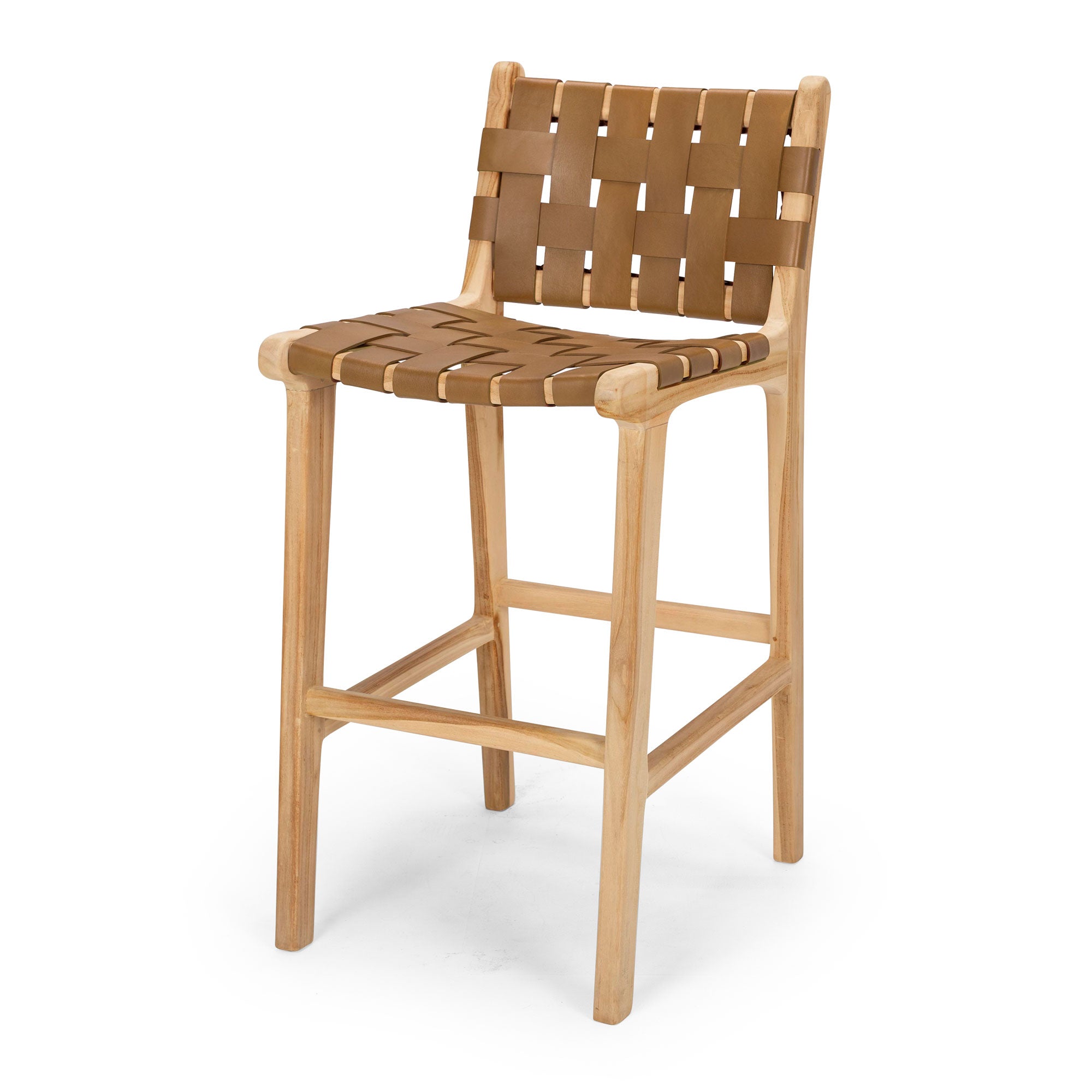 INDO WOVEN HIGH-BACK BARSTOOL | SADDLE
