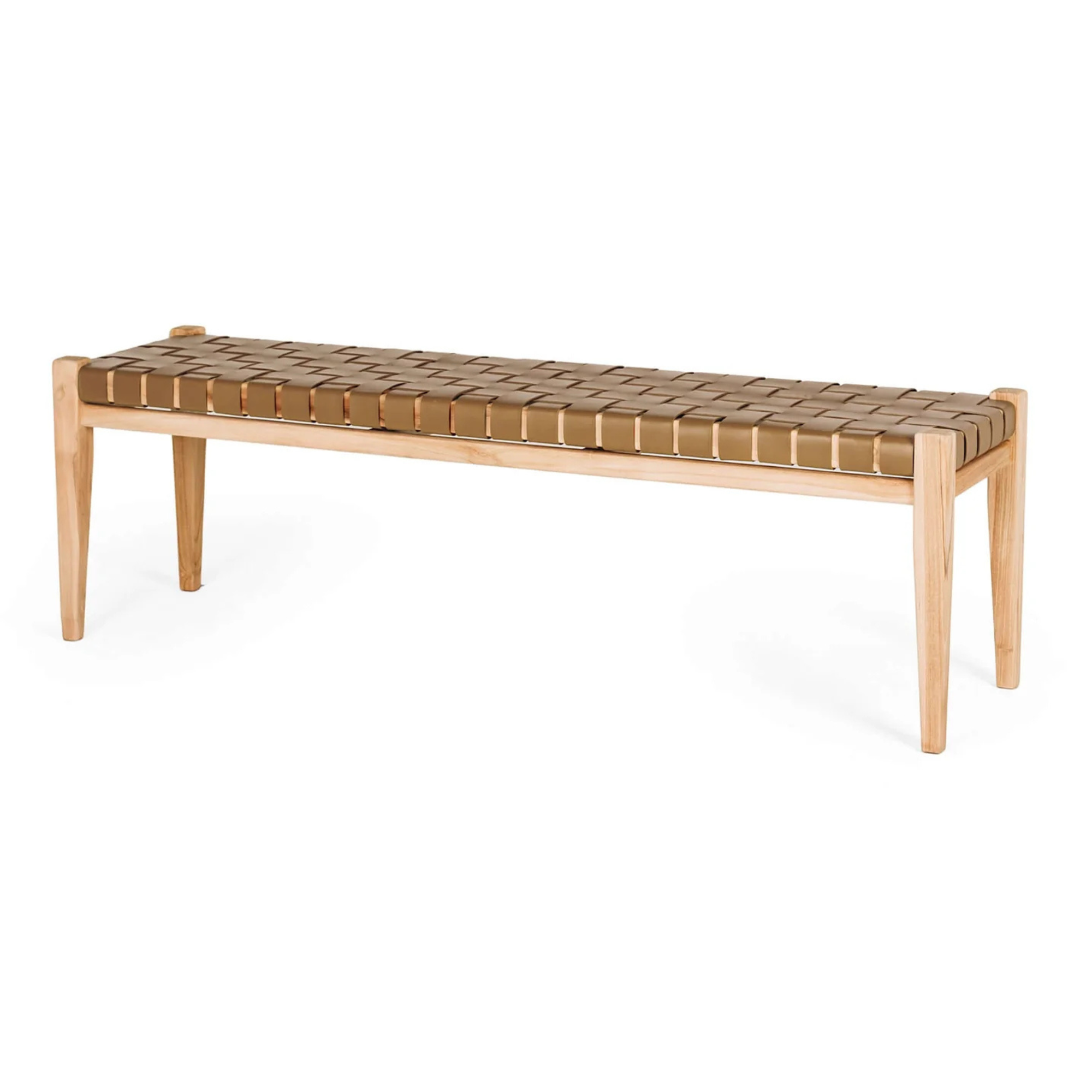 INDO SADDLE LEATHER WOVEN BENCH SEAT