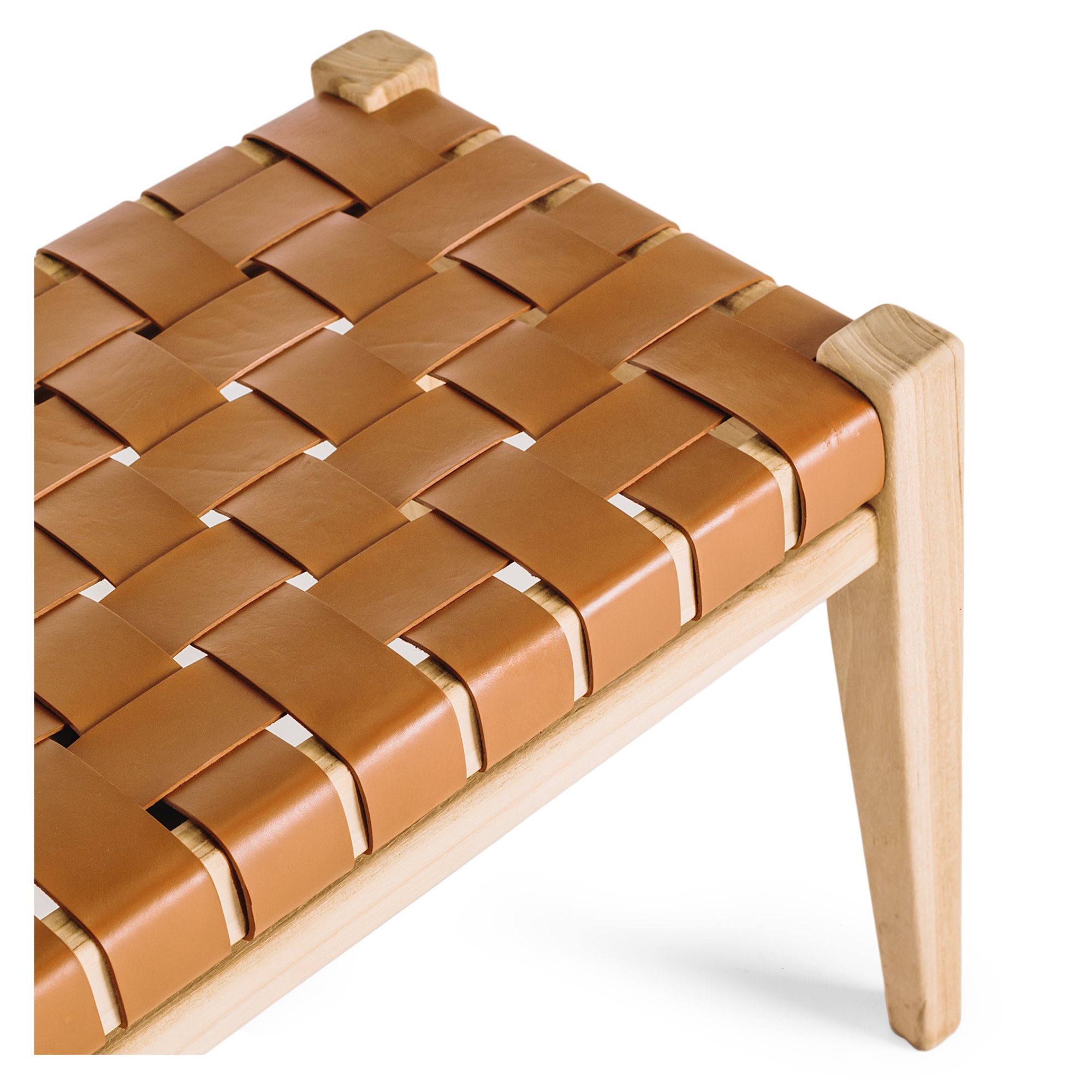 INDO SADDLE LEATHER WOVEN BENCH SEAT