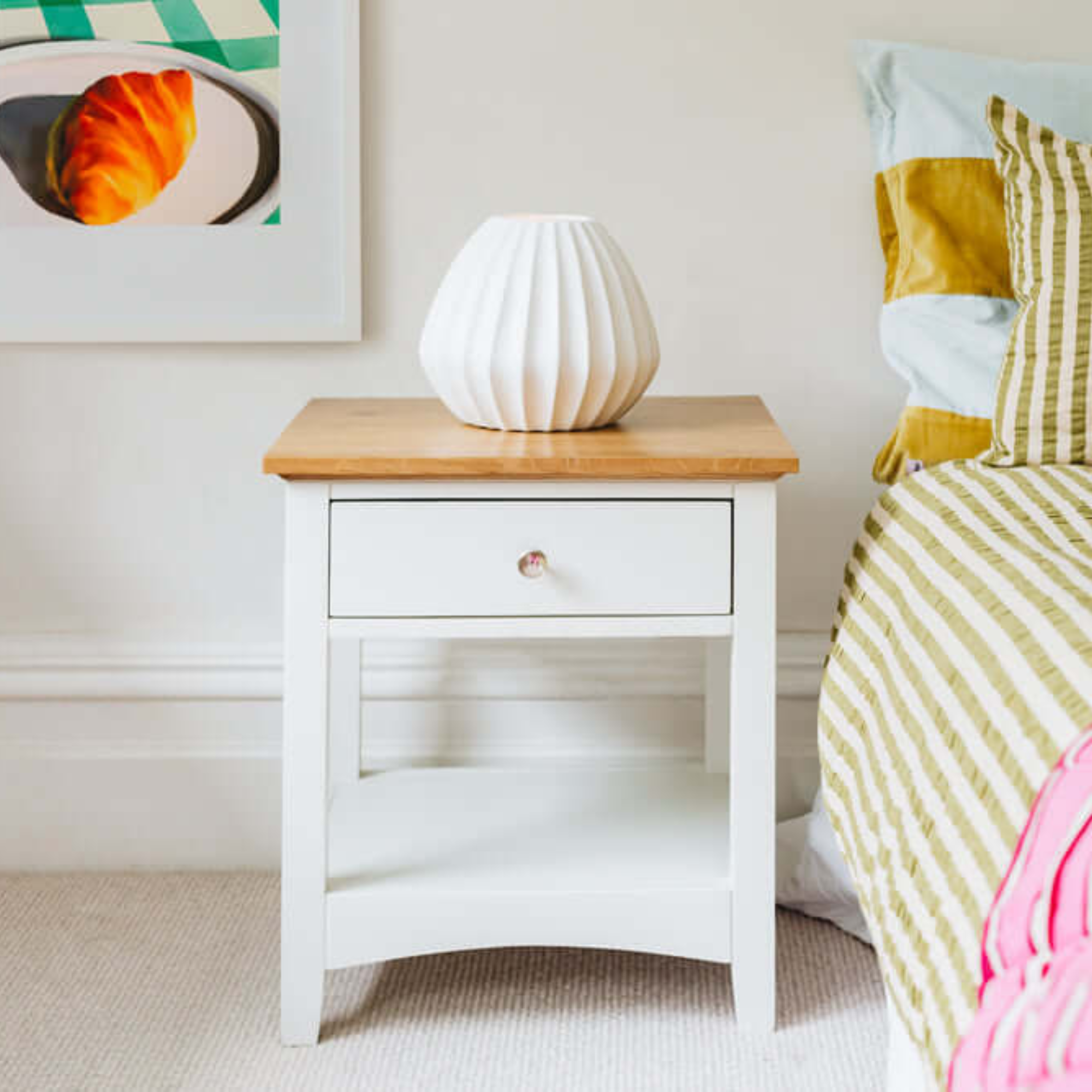 JESSICA OAK TOP 1 DRAWER BEDSIDE CABINET