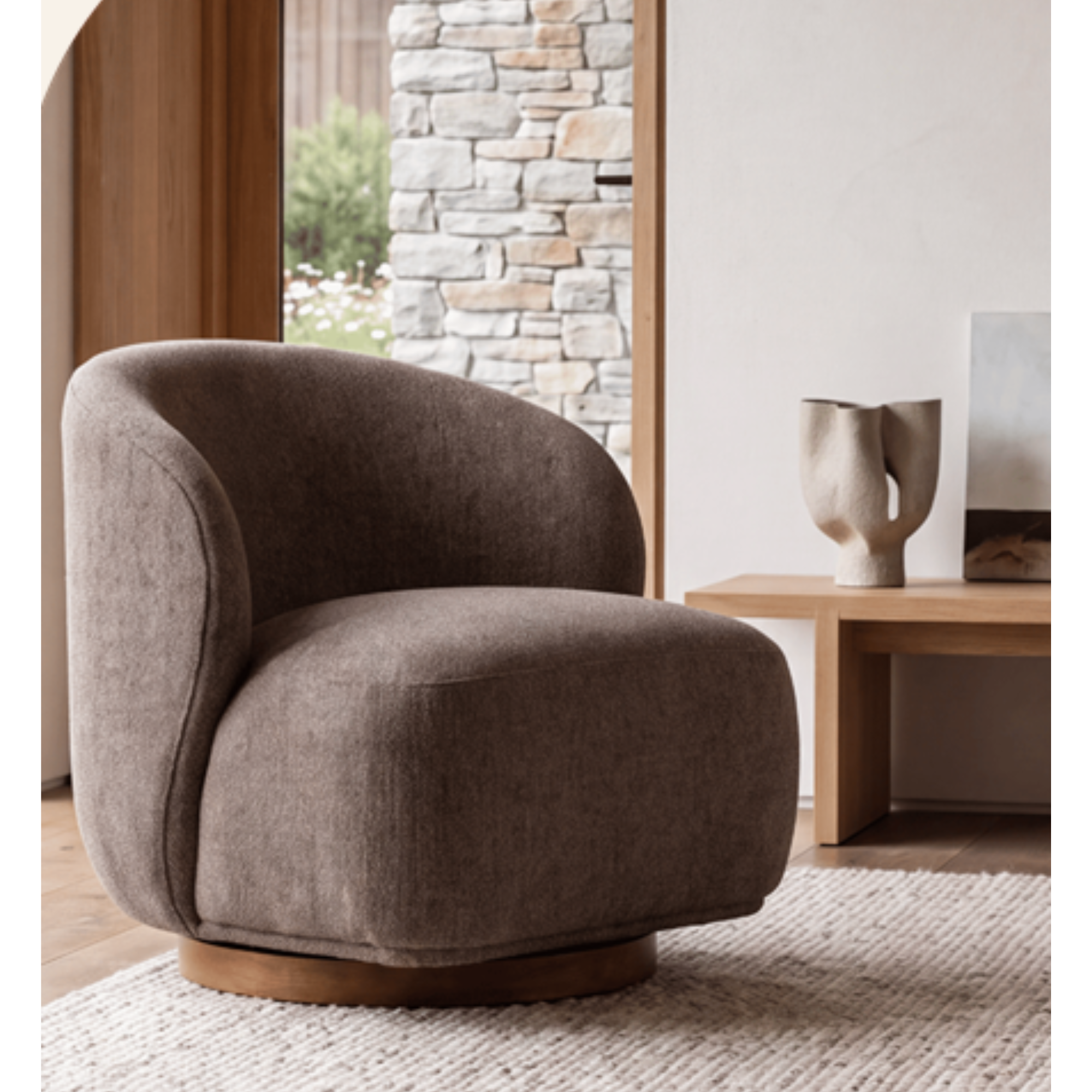 Kora Swivel Chair | Mink