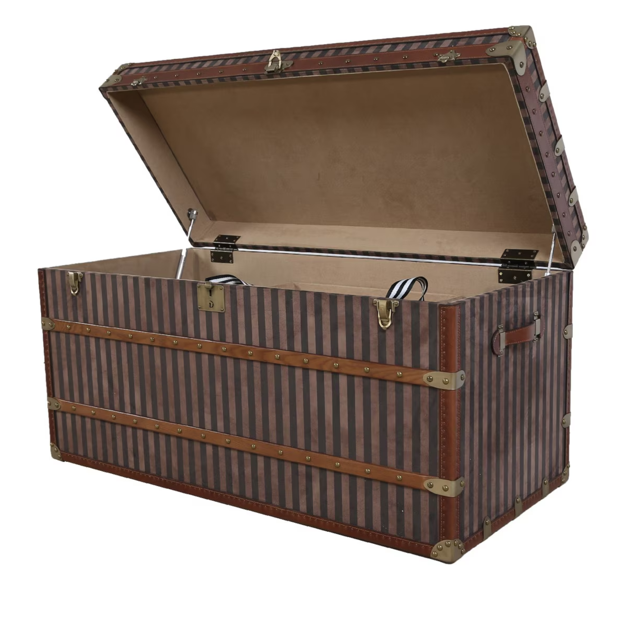 LARGE TRUNK | OAK, LEATHER & ANTIQUE BRASS