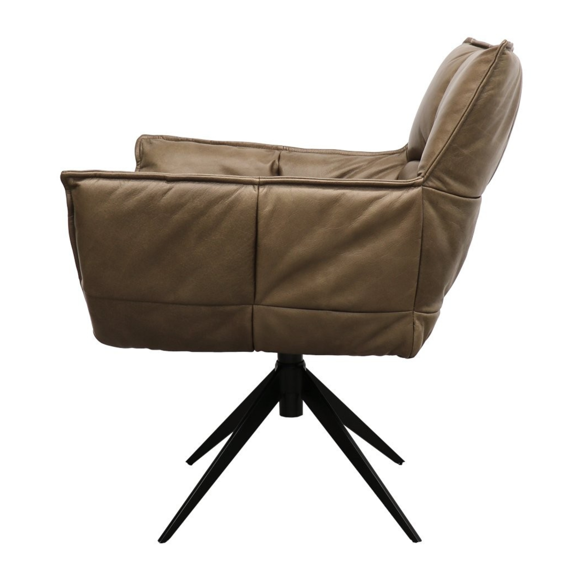 MEMPHIS LEATHER SWIVEL ARMCHAIR | BROWN