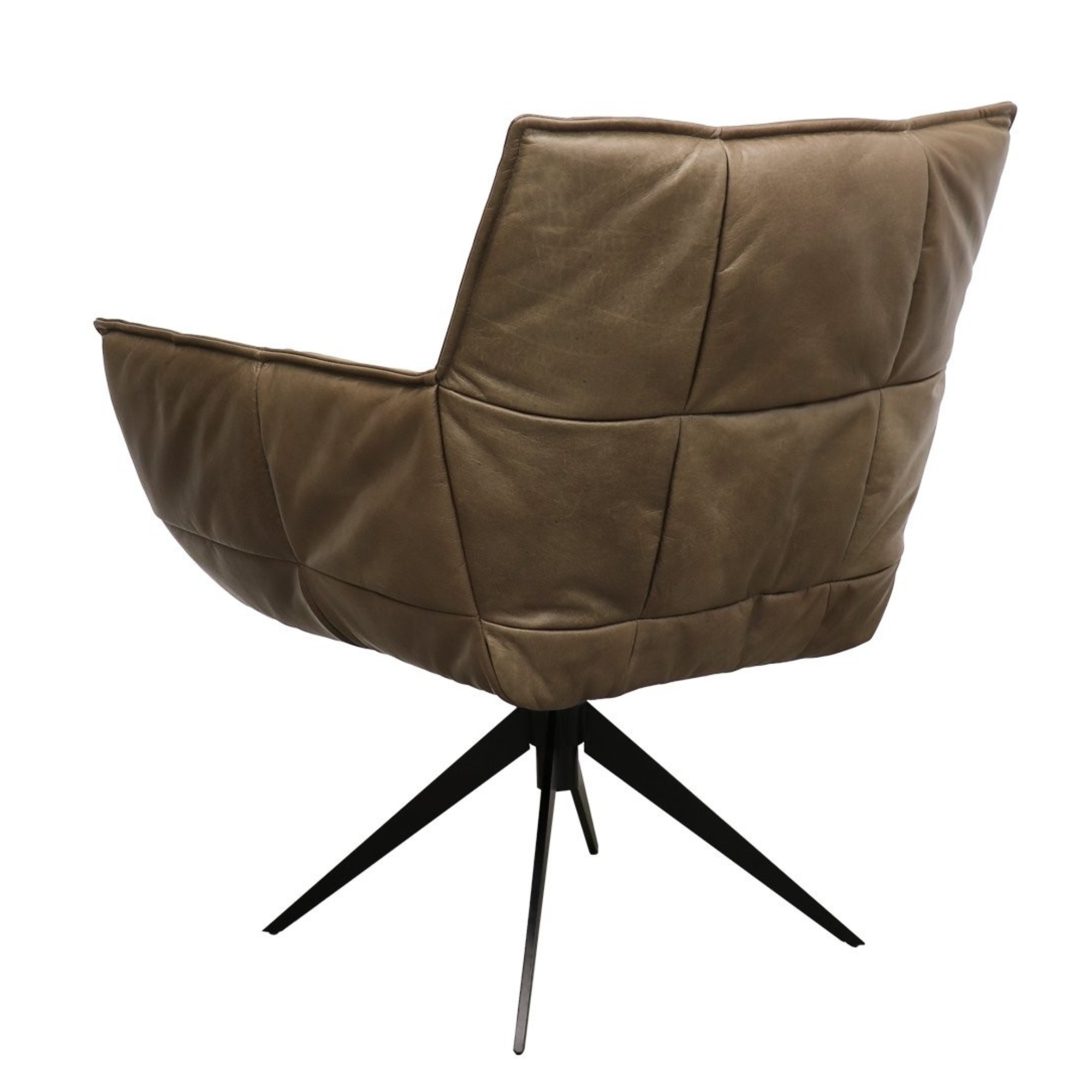 MEMPHIS LEATHER SWIVEL ARMCHAIR | BROWN