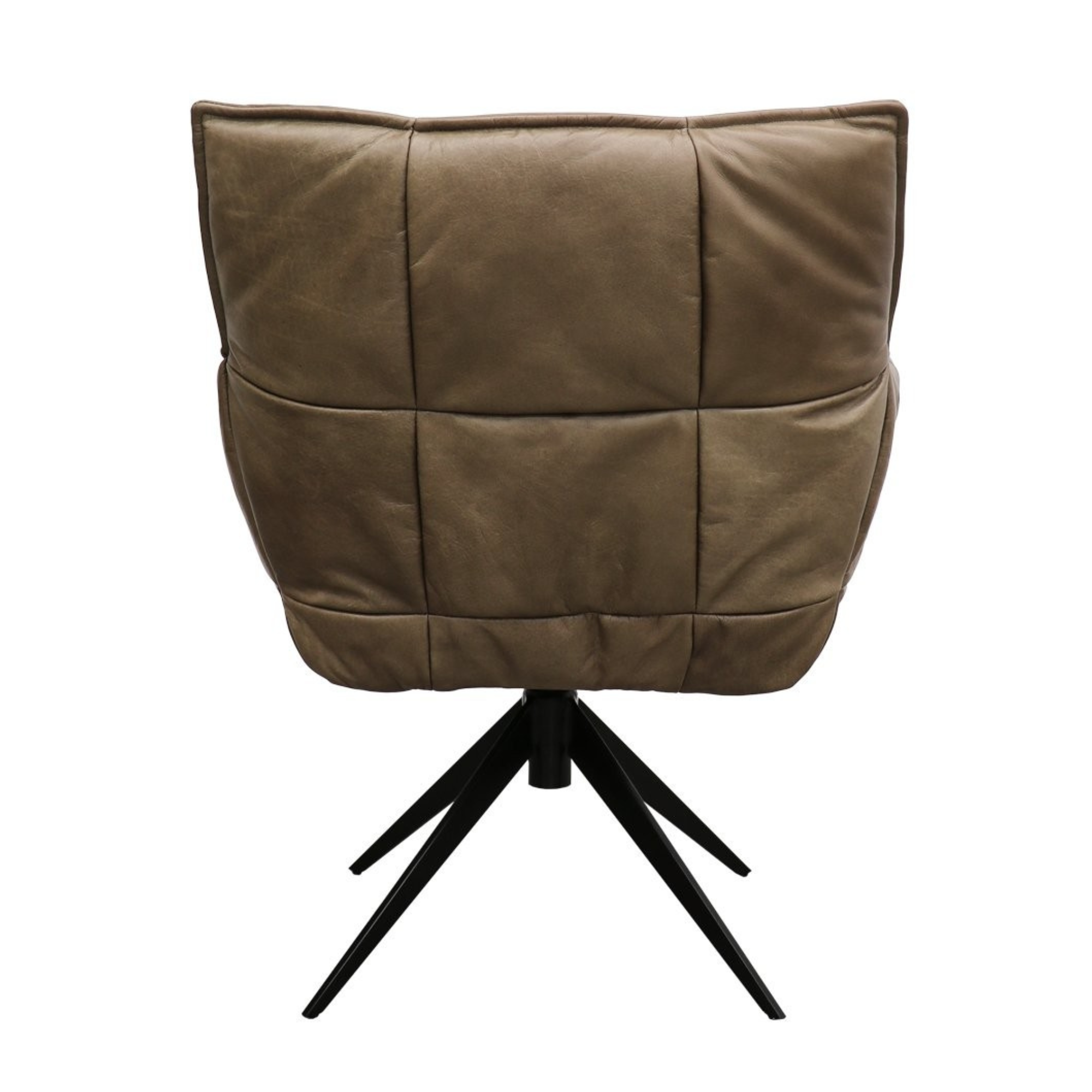 MEMPHIS LEATHER SWIVEL ARMCHAIR | BROWN