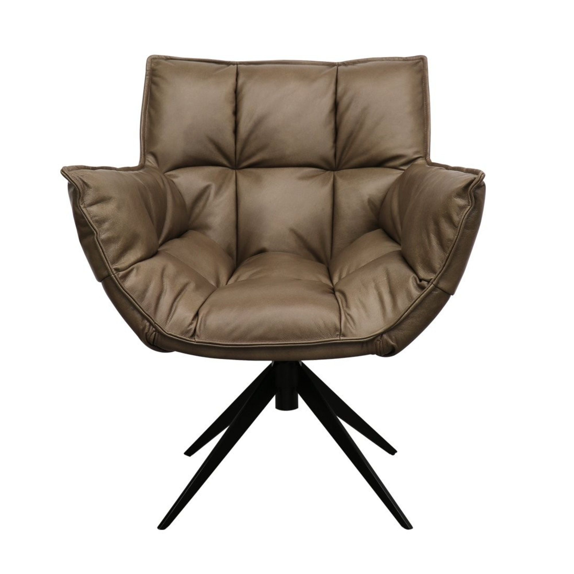 MEMPHIS LEATHER SWIVEL ARMCHAIR | BROWN