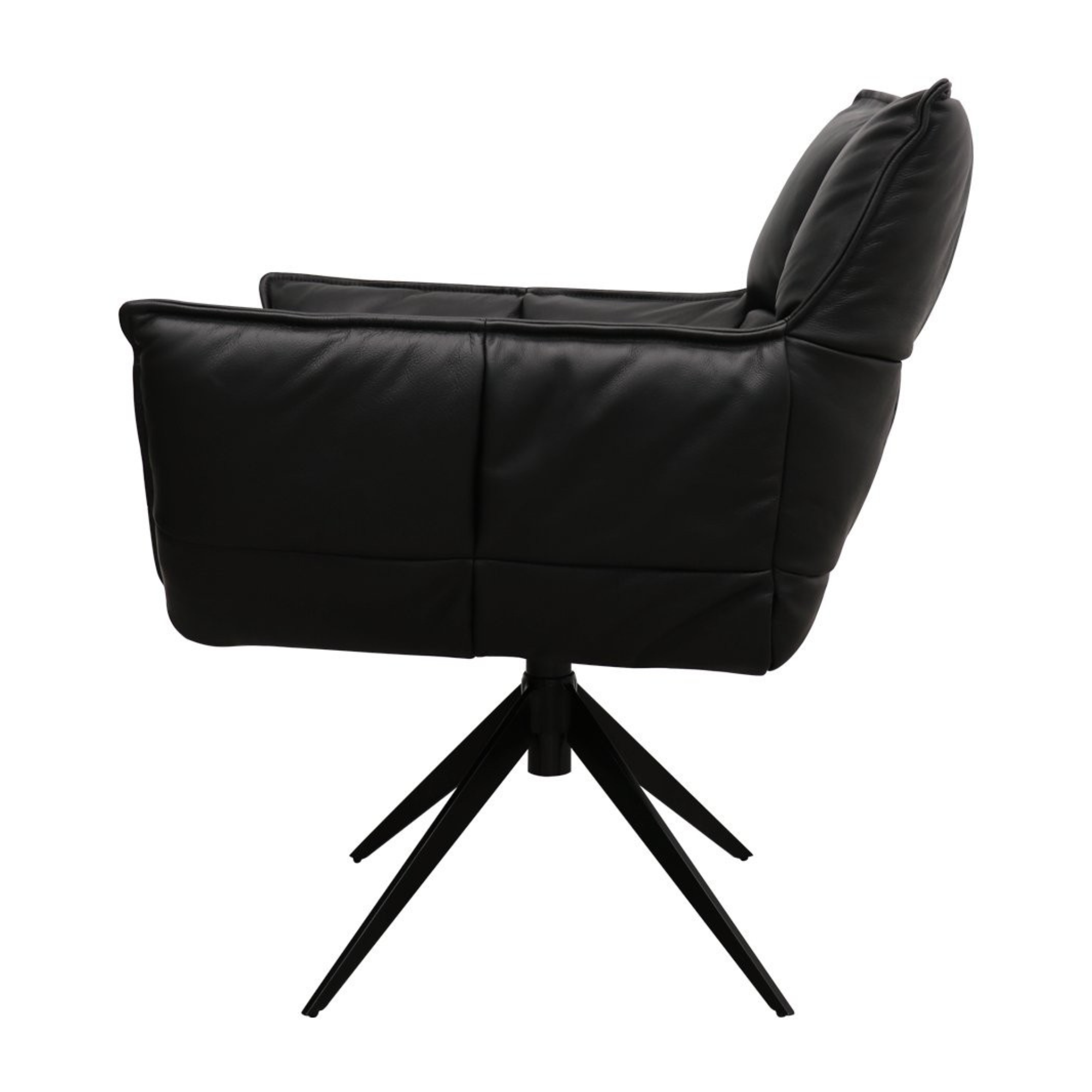 MEMPHIS LEATHER SWIVEL ARMCHAIR | BLACK