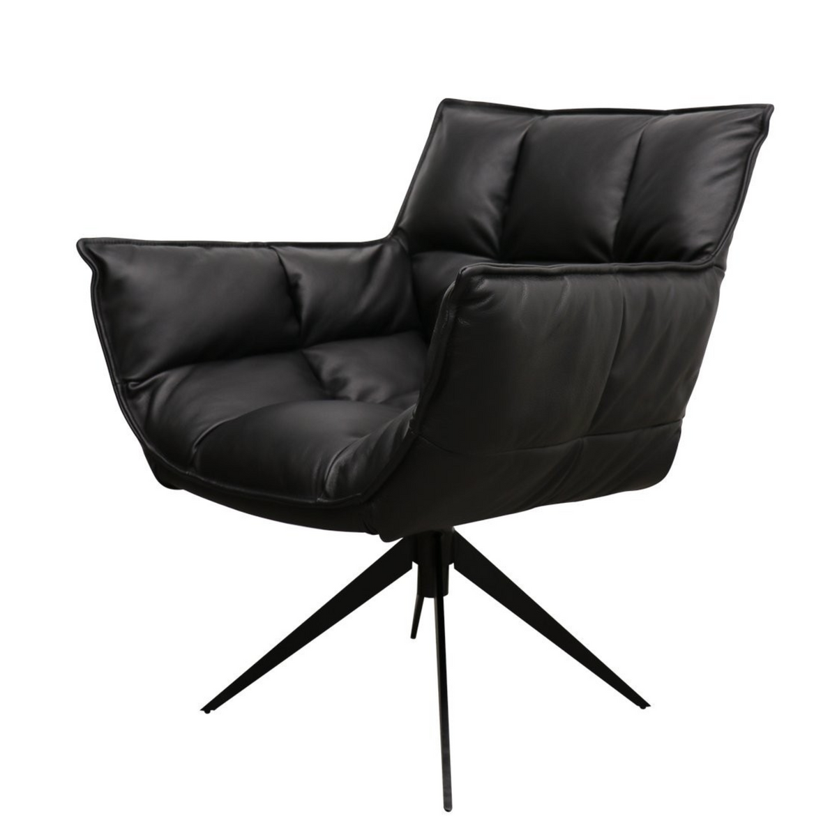 Memphis Swivel Armchair | Black Leather