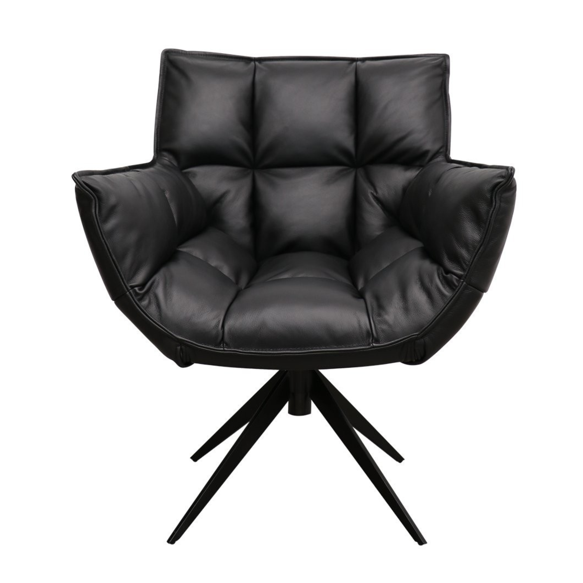 MEMPHIS LEATHER SWIVEL ARMCHAIR | BLACK
