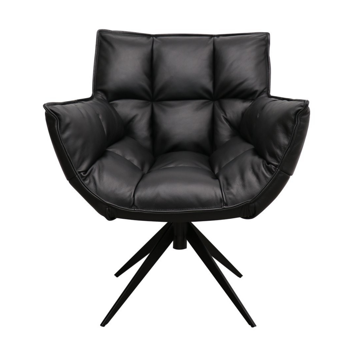 Memphis Swivel Armchair | Black Leather