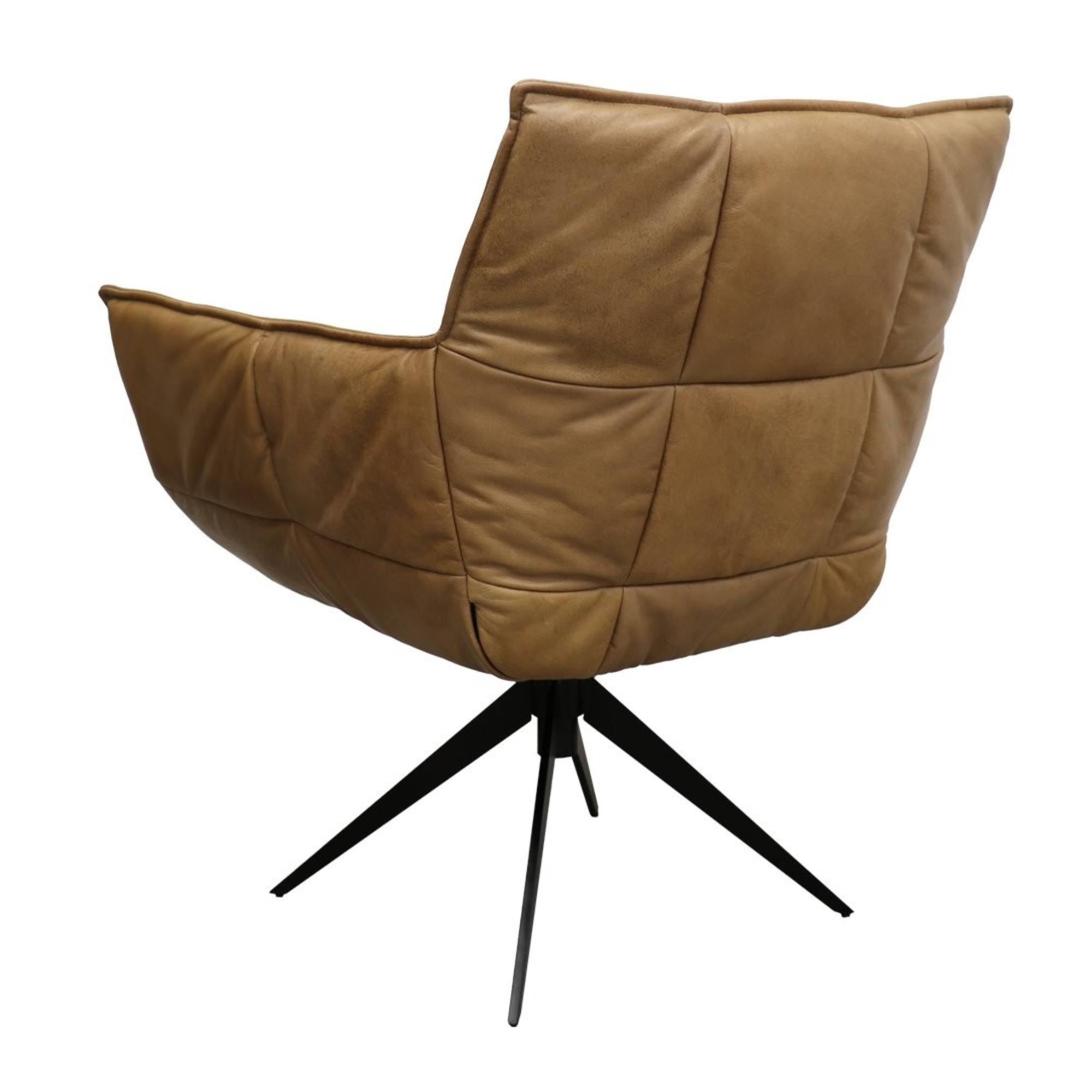 MEMPHIS LEATHER SWIVEL ARMCHAIR | TAN