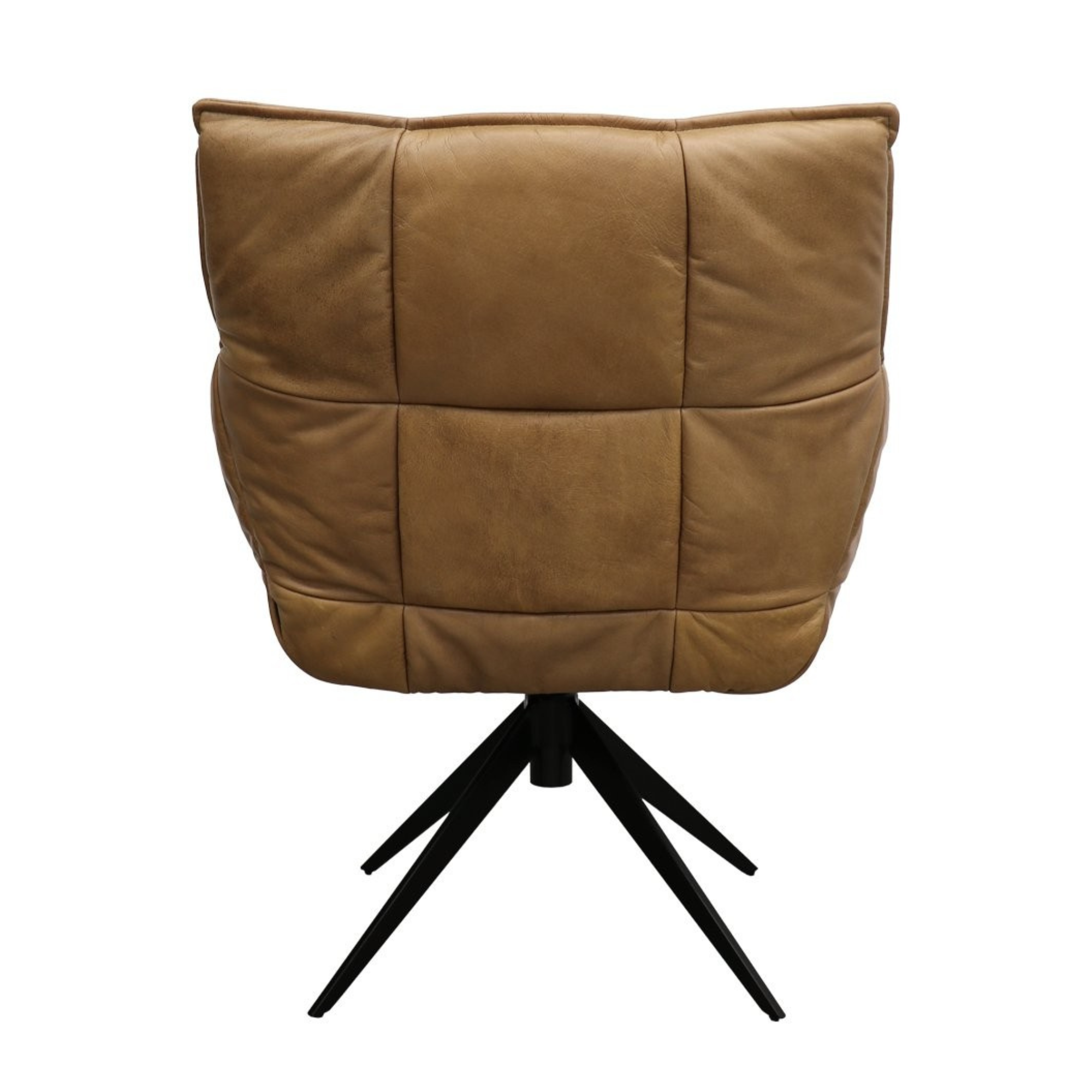 MEMPHIS LEATHER SWIVEL ARMCHAIR | TAN