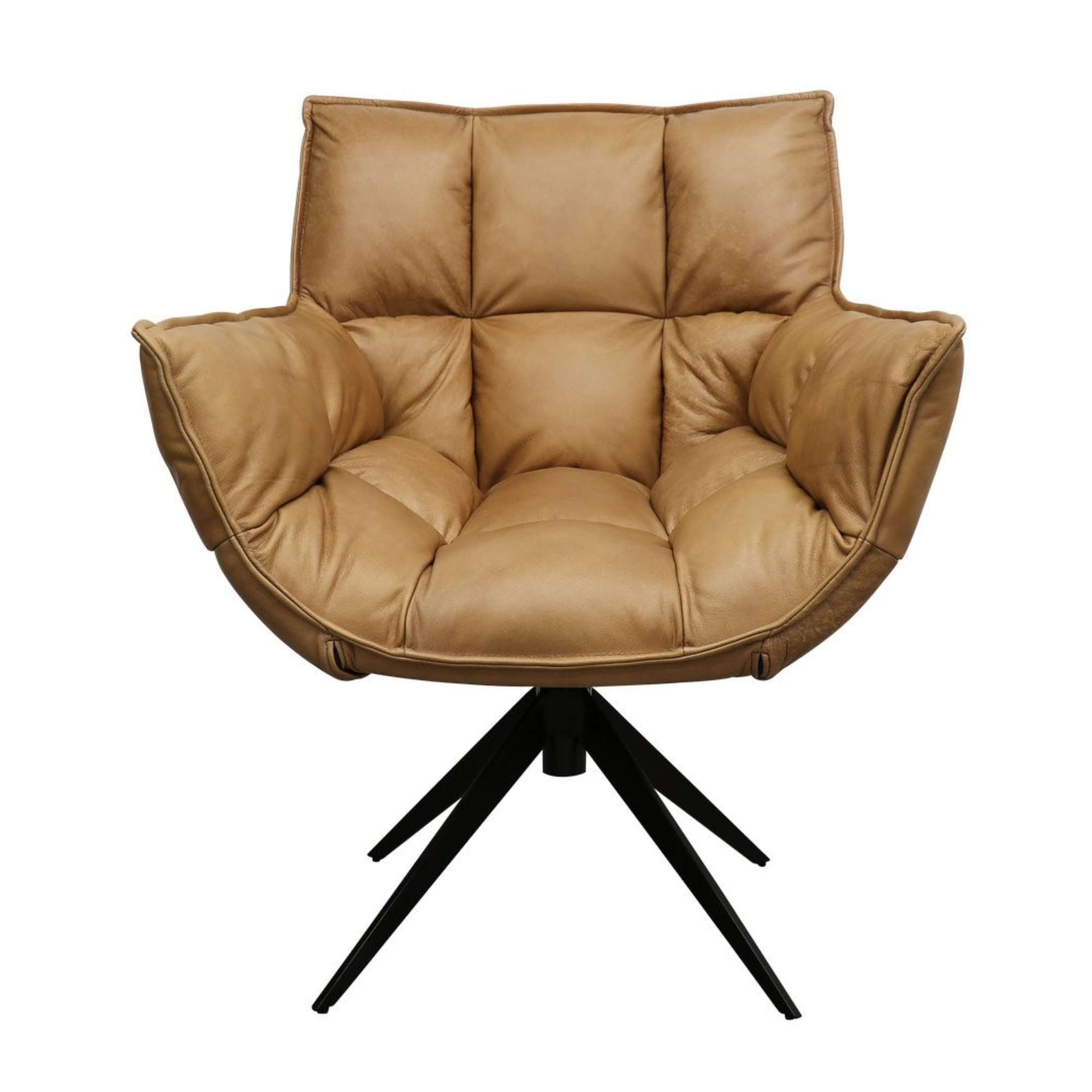 MEMPHIS LEATHER SWIVEL ARMCHAIR | TAN
