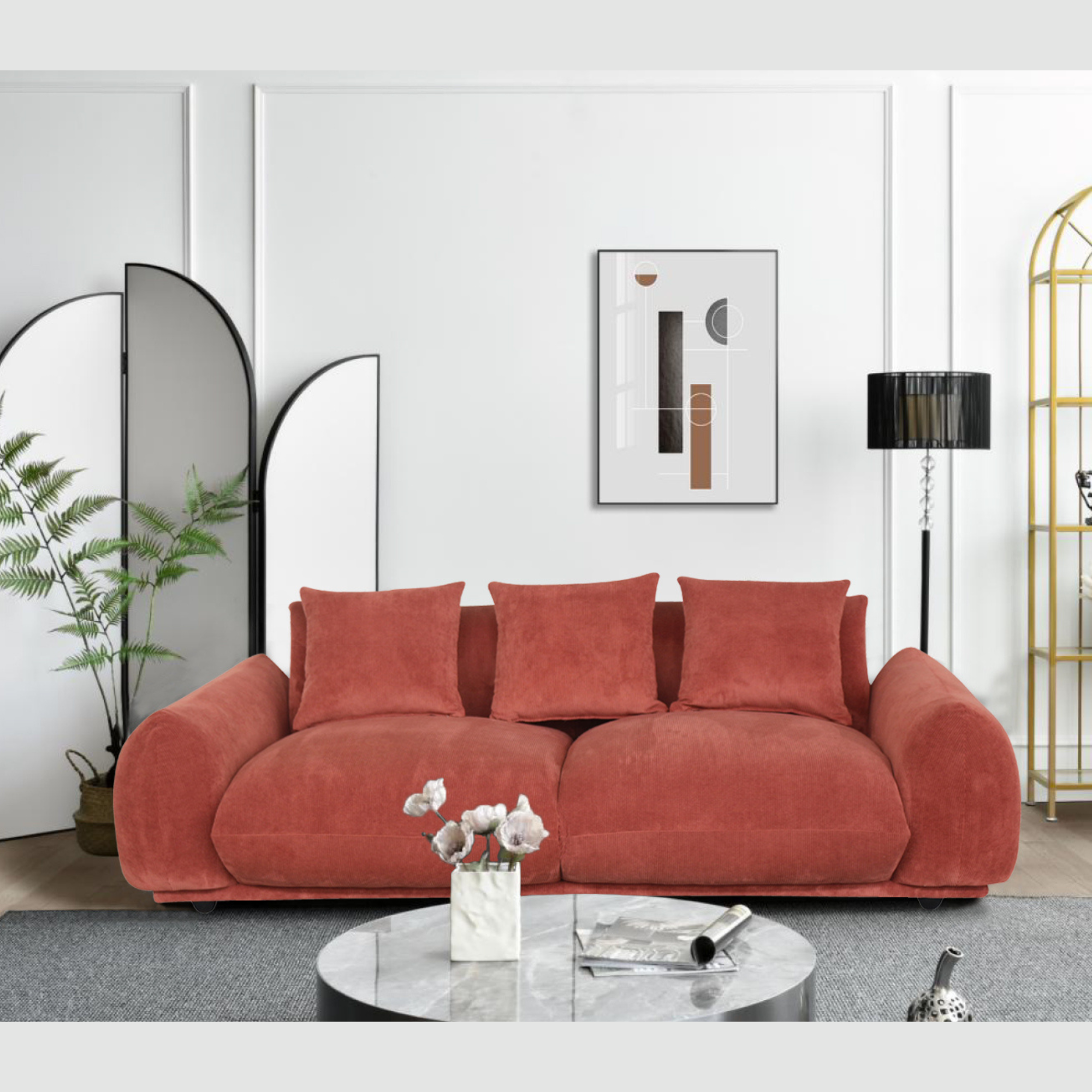 NOSTALGIA SOFA | 3 SEATER | RUST