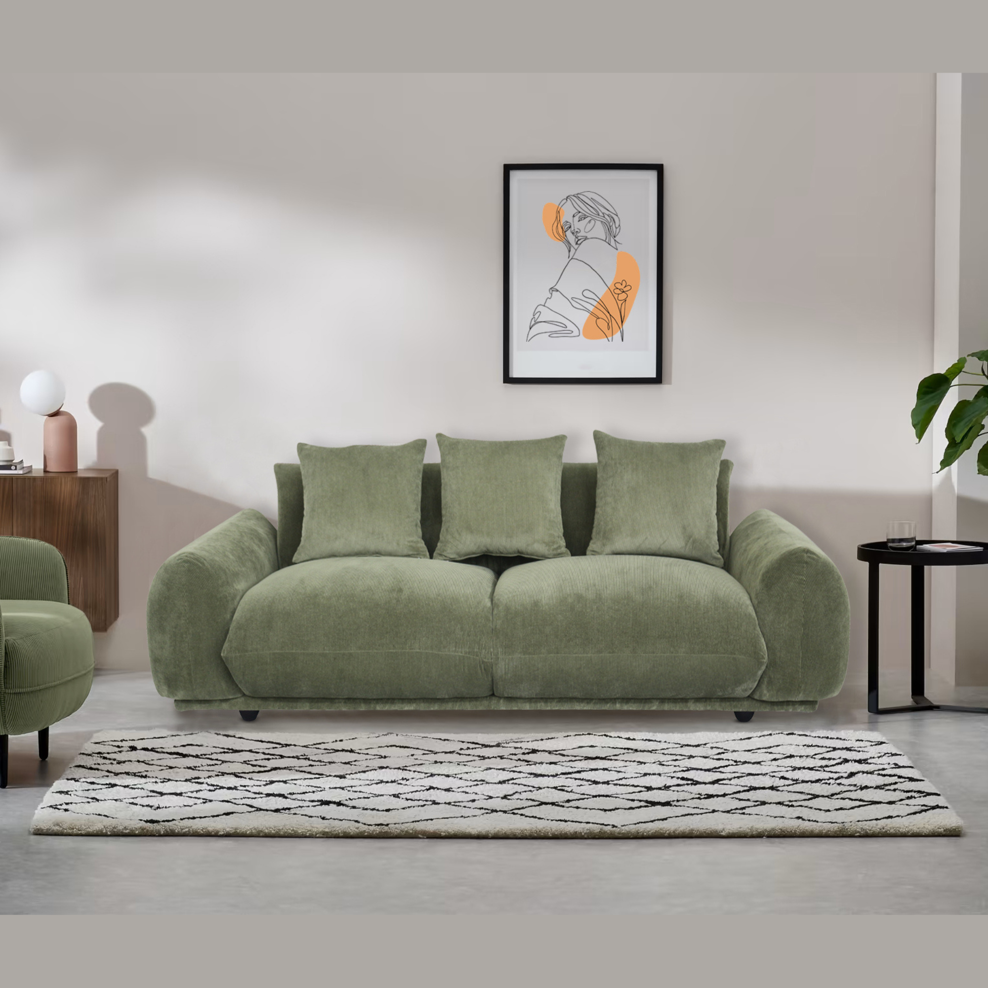 NOSTALGIA SOFA | 3 SEATER | OLIVE