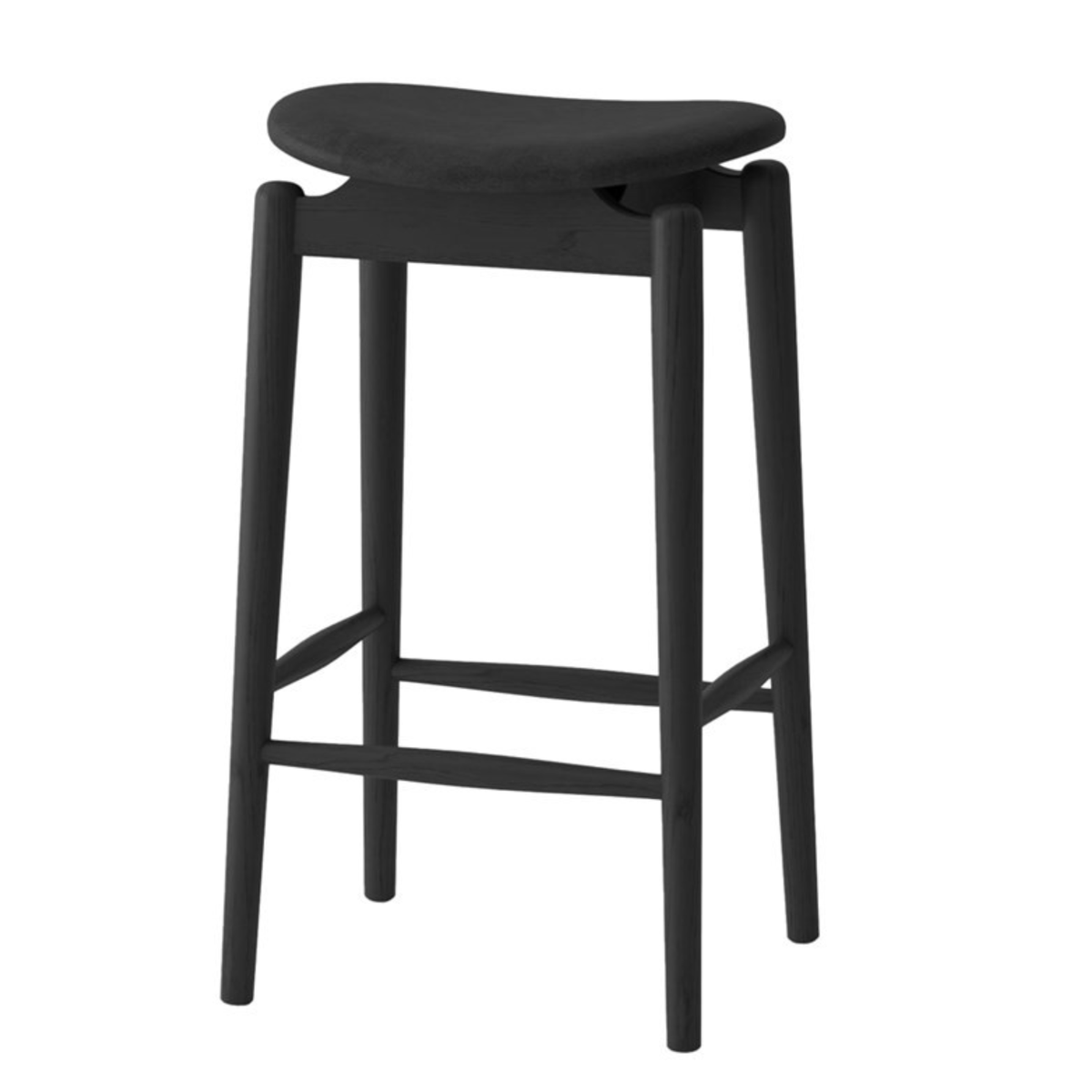 Oslo Bar Stool | Ash Black - Black Leather