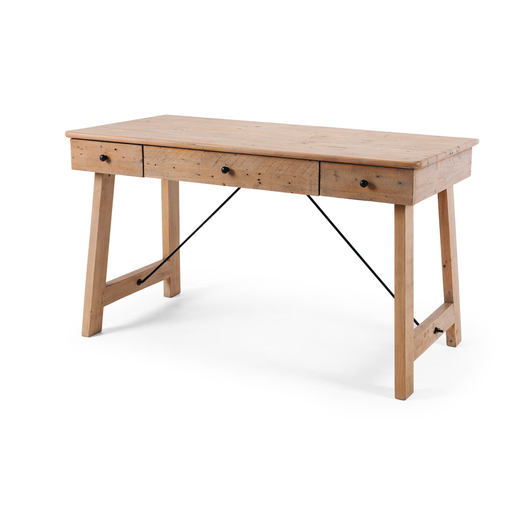 VIKTOR 3 DRAWER DESK | SOLID RECYCLED TIMBER