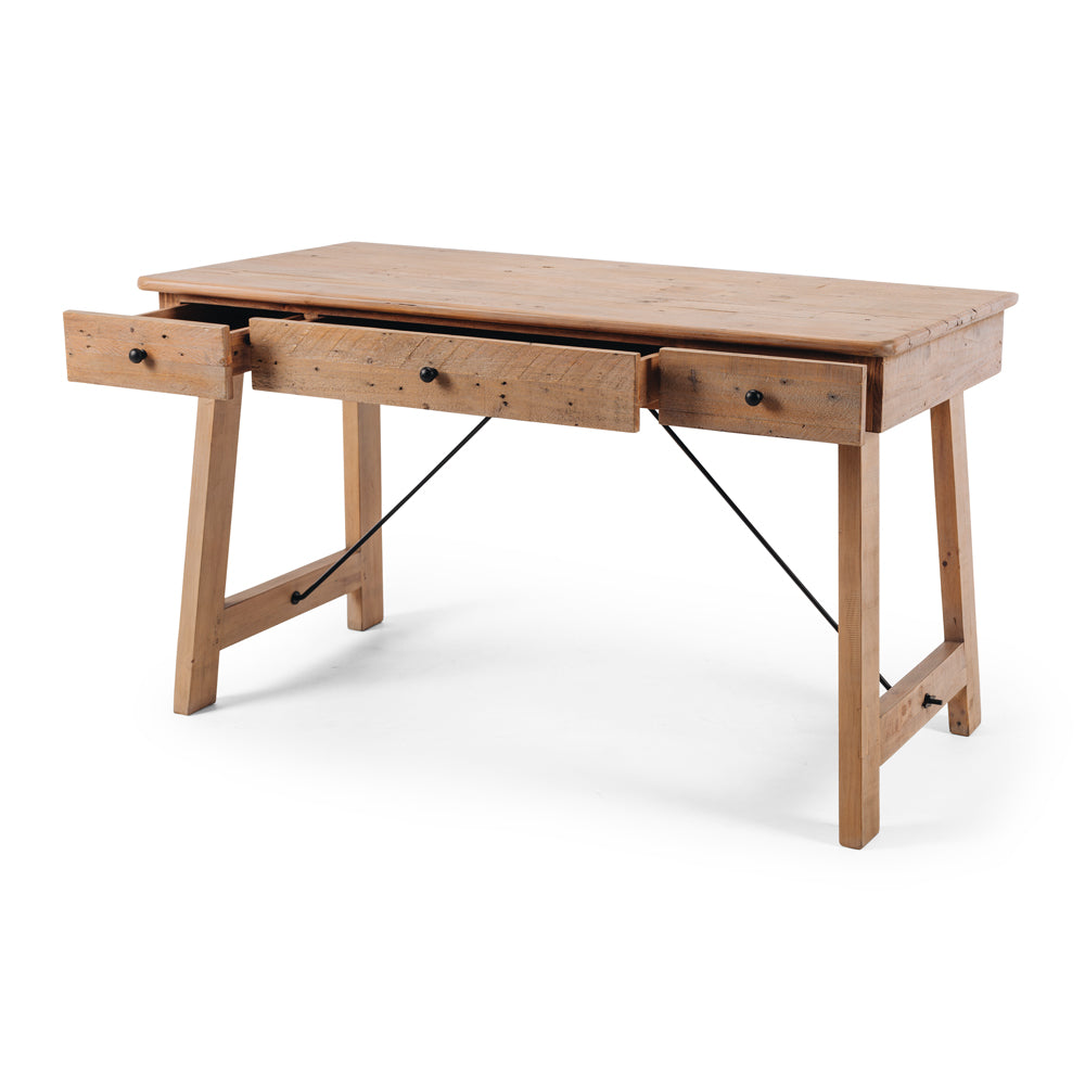 VIKTOR 3 DRAWER DESK | SOLID RECYCLED TIMBER