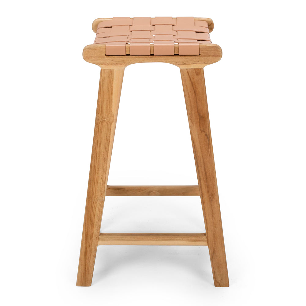 INDO PLUSH LEATHER WOVEN BARSTOOL