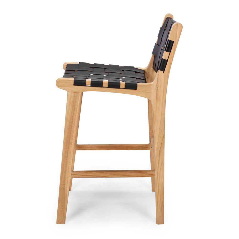 INDO WOVEN HIGH-BACK BARSTOOL | BLACK