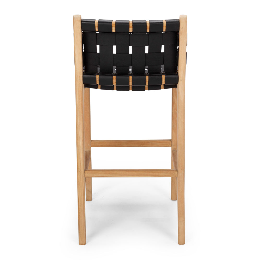 INDO WOVEN HIGH-BACK BARSTOOL | BLACK