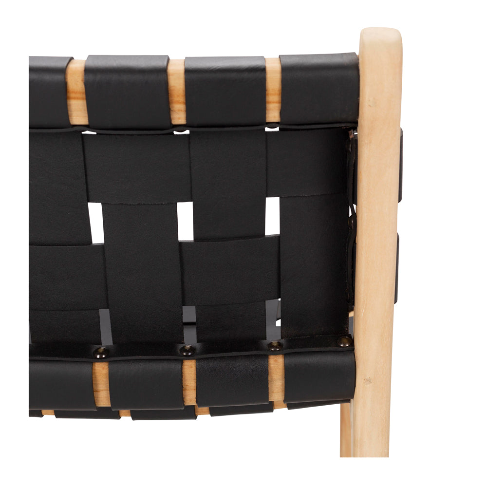 INDO WOVEN HIGH-BACK BARSTOOL | BLACK