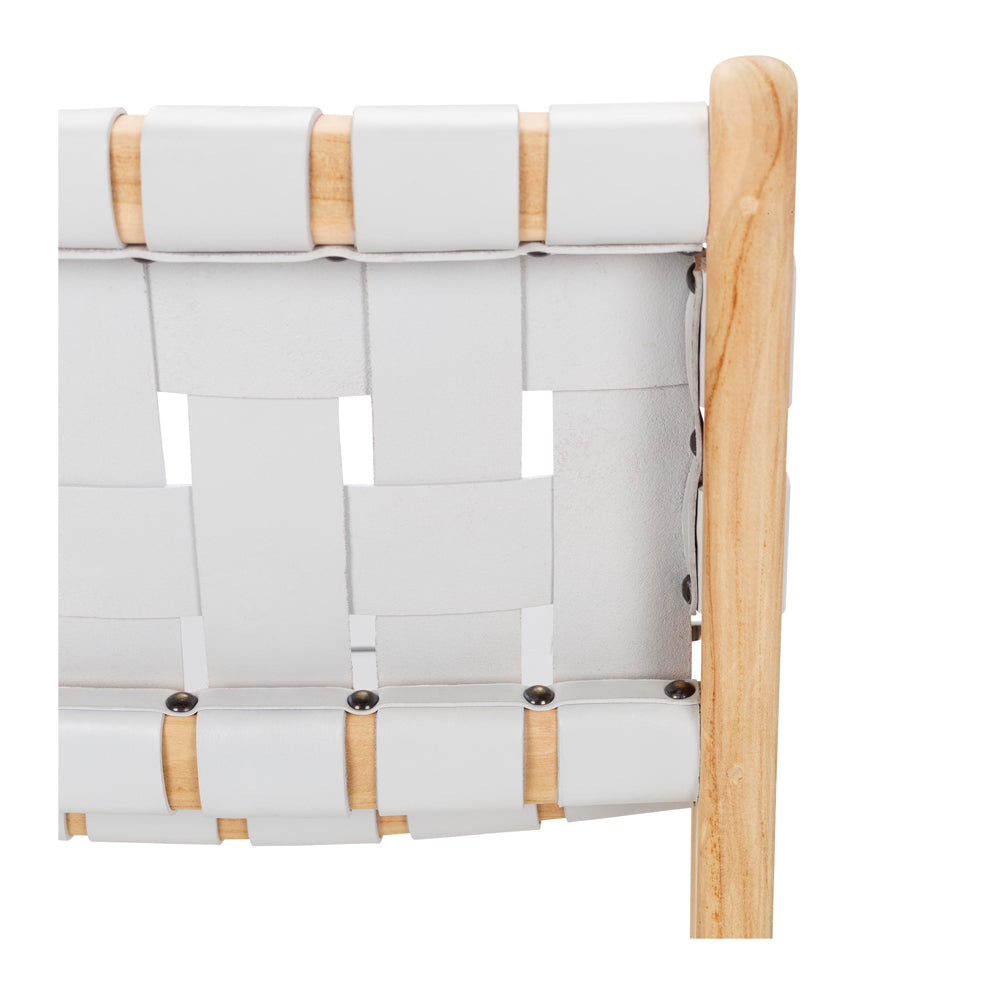 INDO LEATHER WOVEN HIGH-BACK BARSTOOL | DUCK EGG