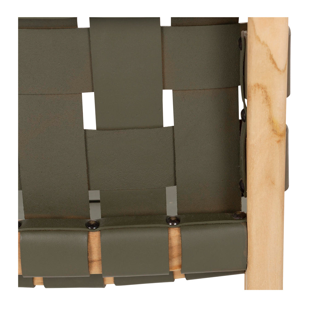 INDO OLIVE LEATHER WOVEN DINING CHAIR