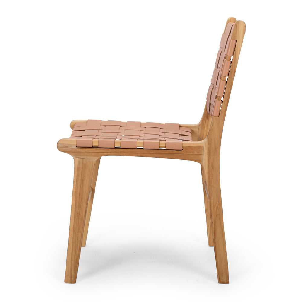 INDO PLUSH LEATHER WOVEN DINING CHAIR