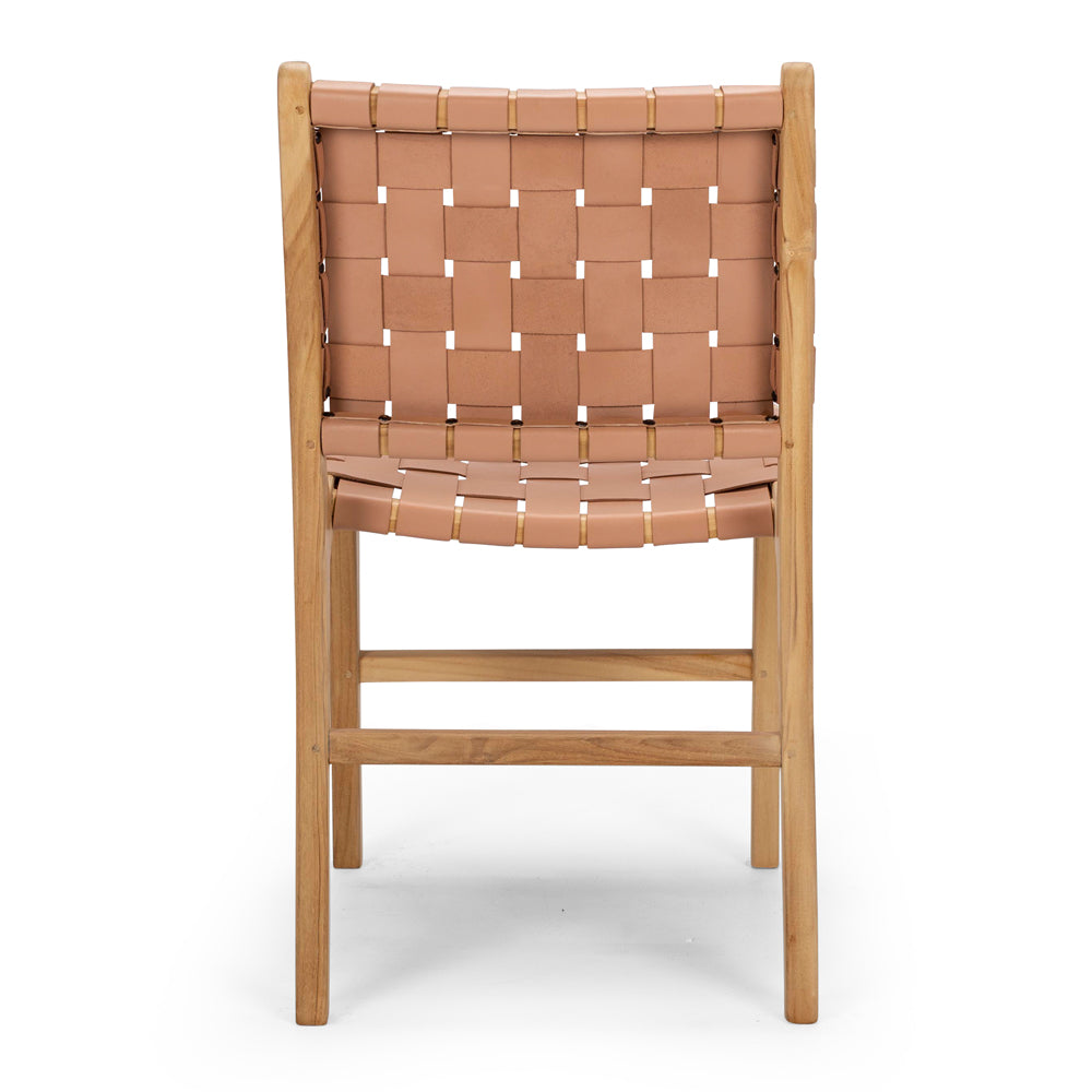 INDO PLUSH LEATHER WOVEN DINING CHAIR