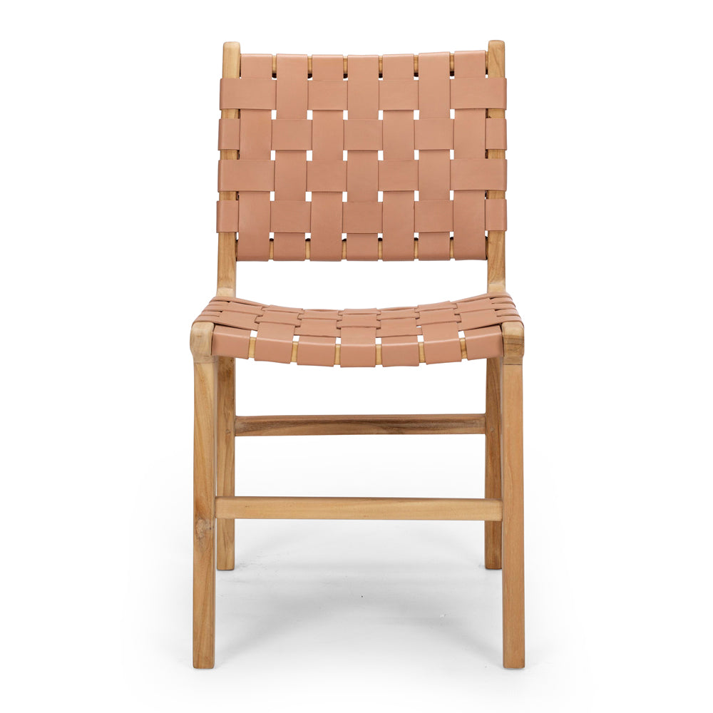 INDO PLUSH LEATHER WOVEN DINING CHAIR