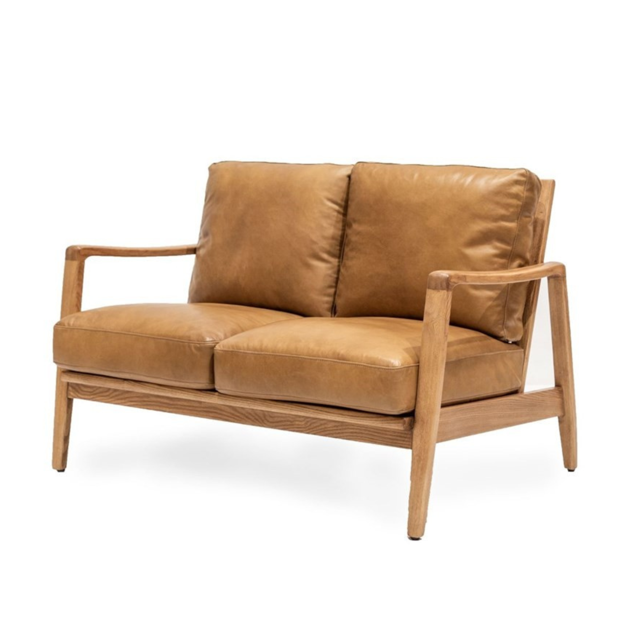 REID ASH & LEATHER 2 SEATER SOFA | TAN