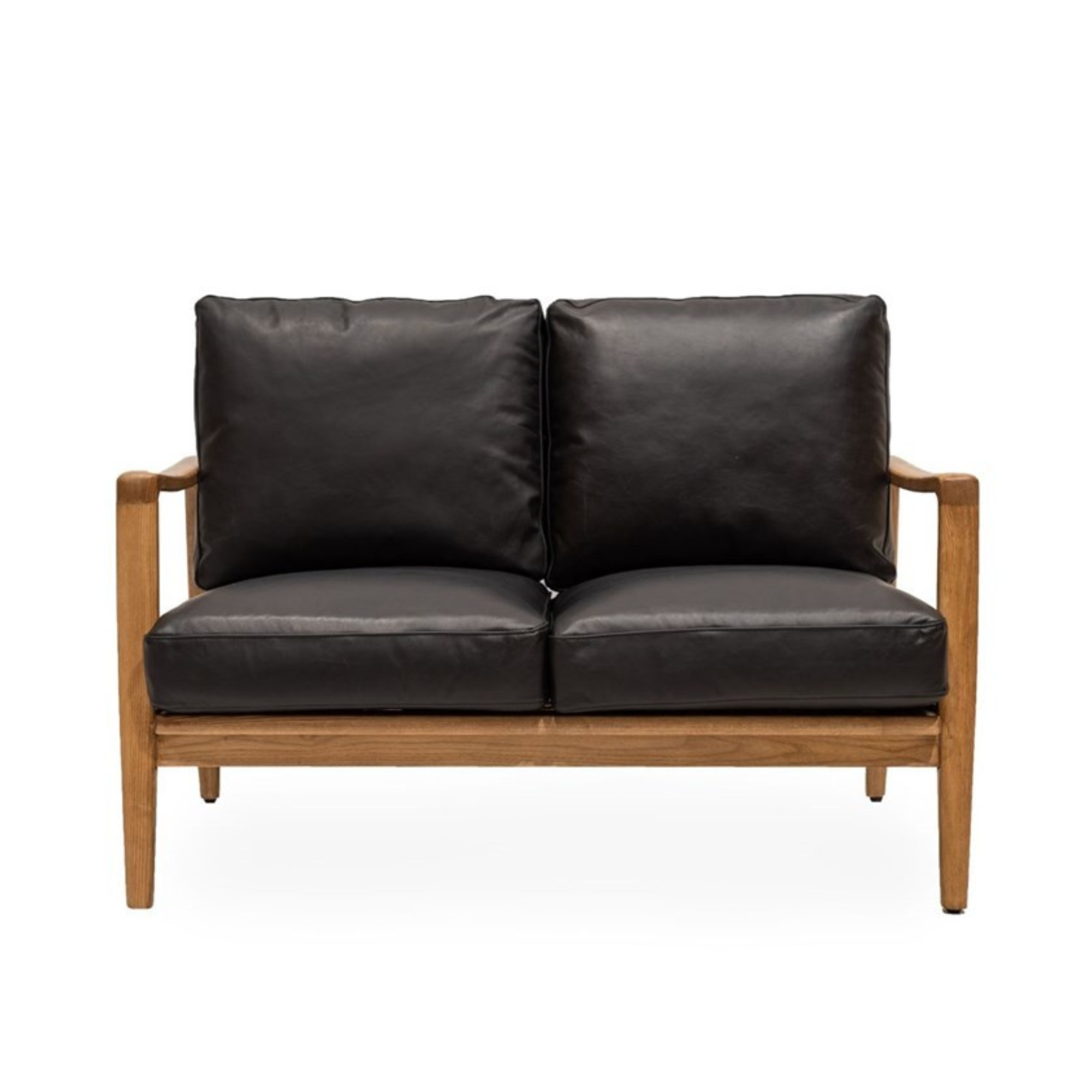 REID ASH & LEATHER 2 SEATER SOFA | BLACK