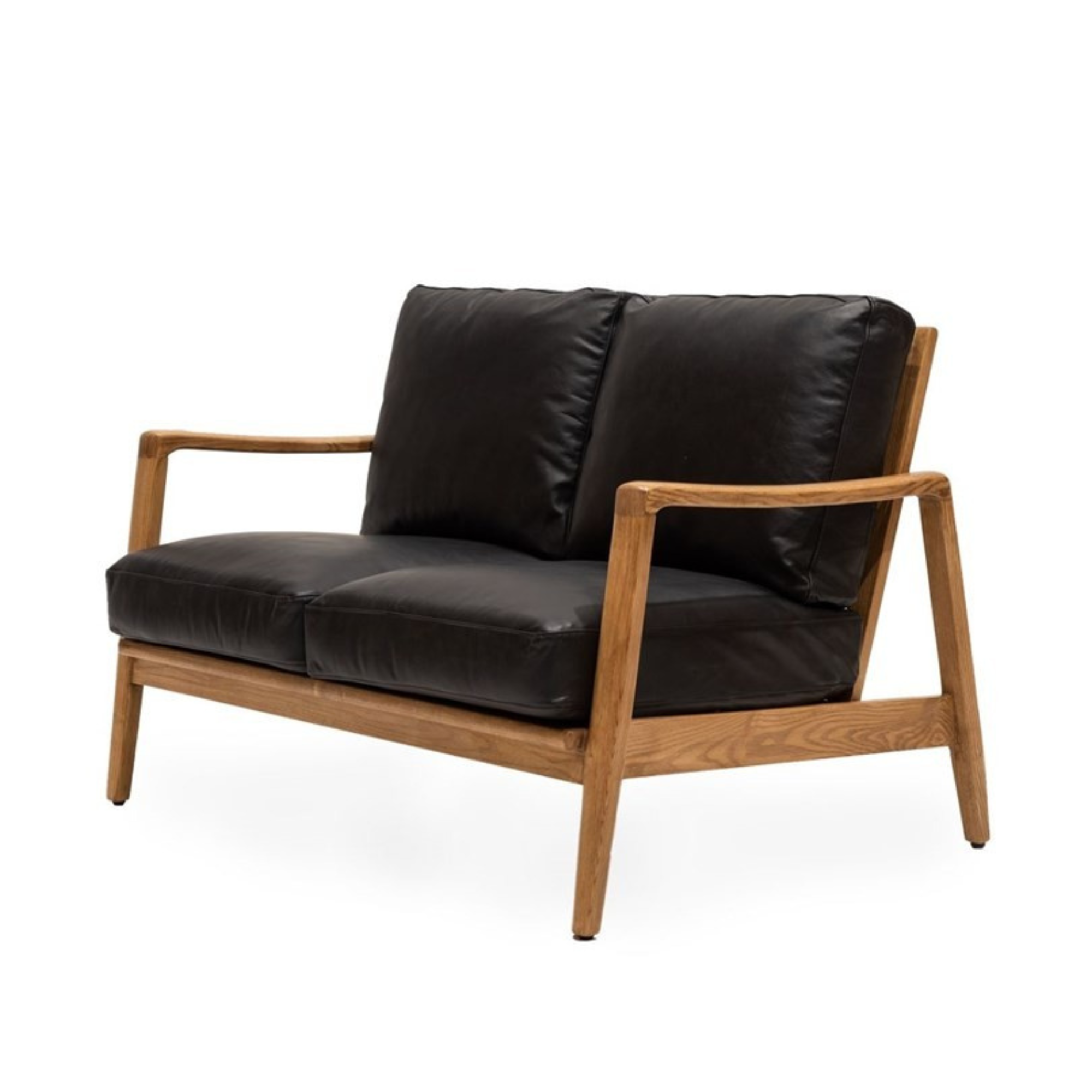 REID ASH & LEATHER 2 SEATER SOFA | BLACK