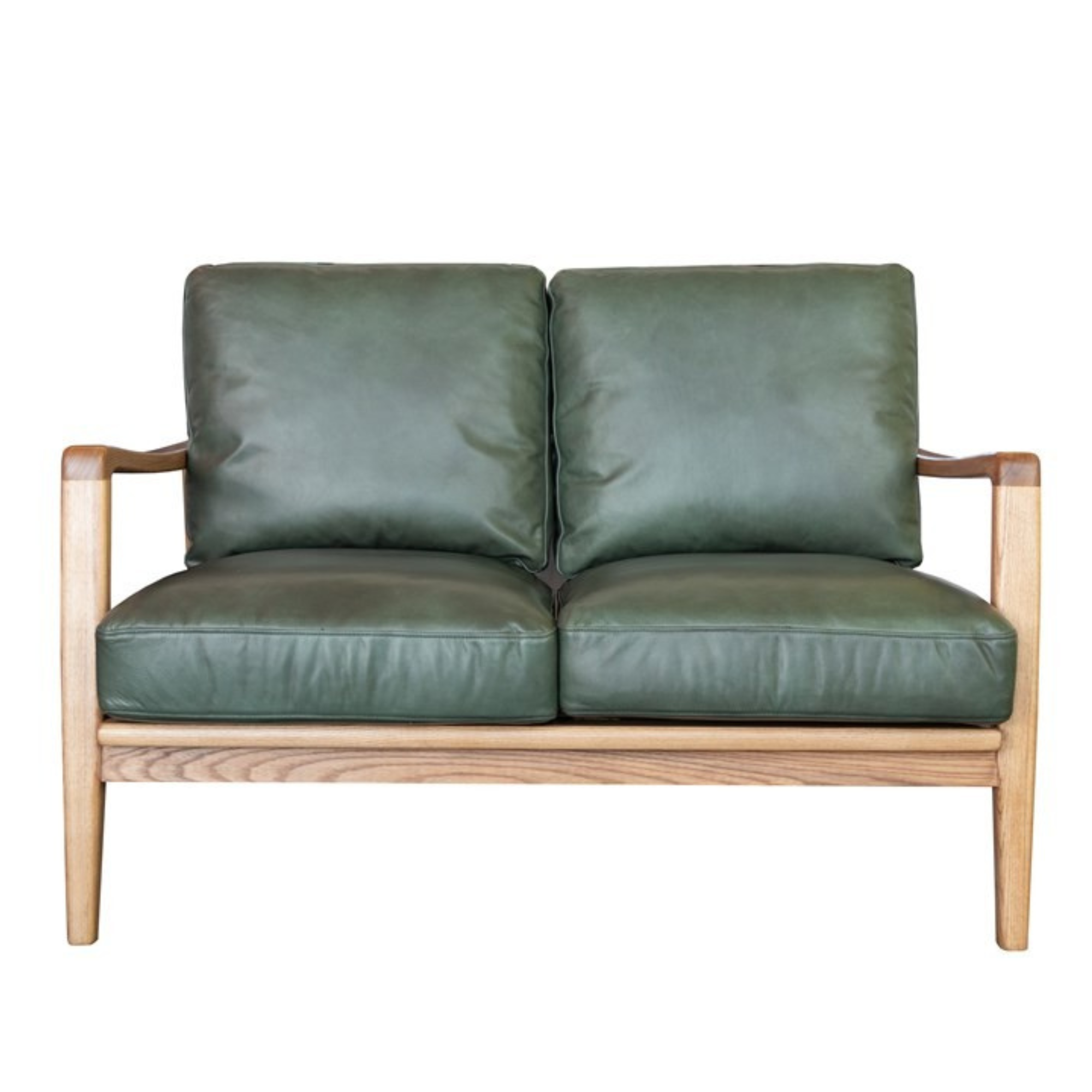 REID ASH & LEATHER 2 SEATER SOFA | GREEN